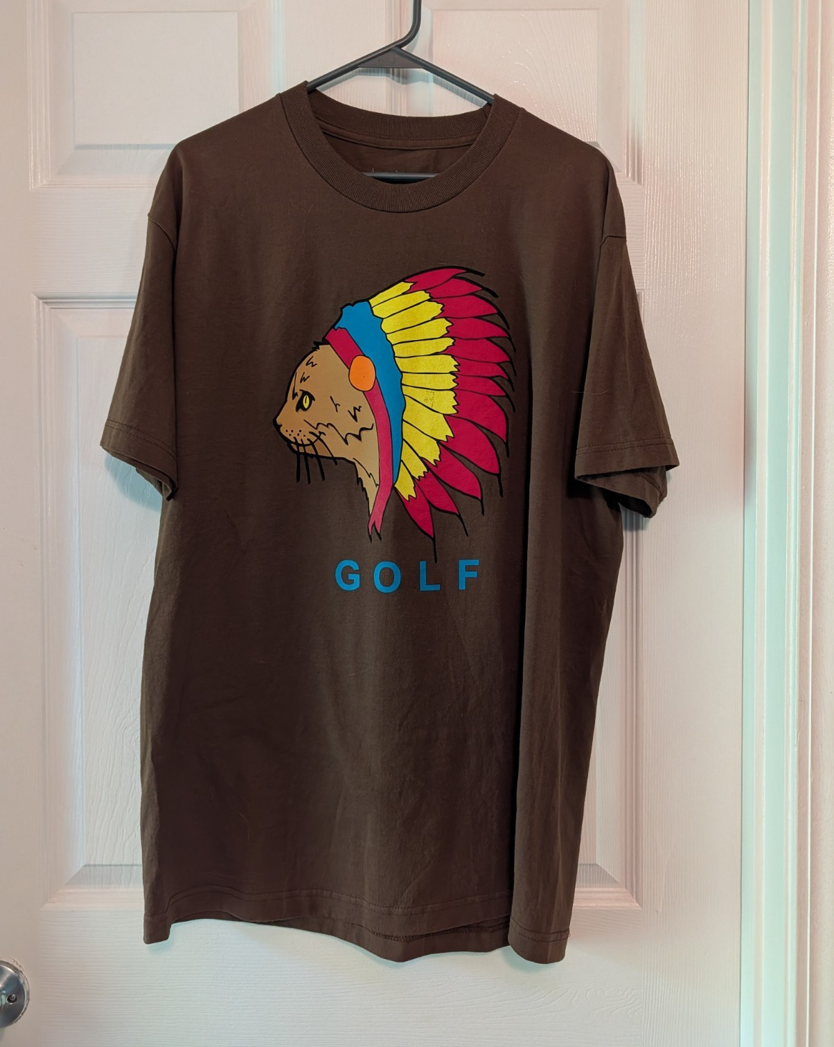 Vintage Golf Wang Tyler The Creator Native Cat Headdress T-Shirt Brown Large