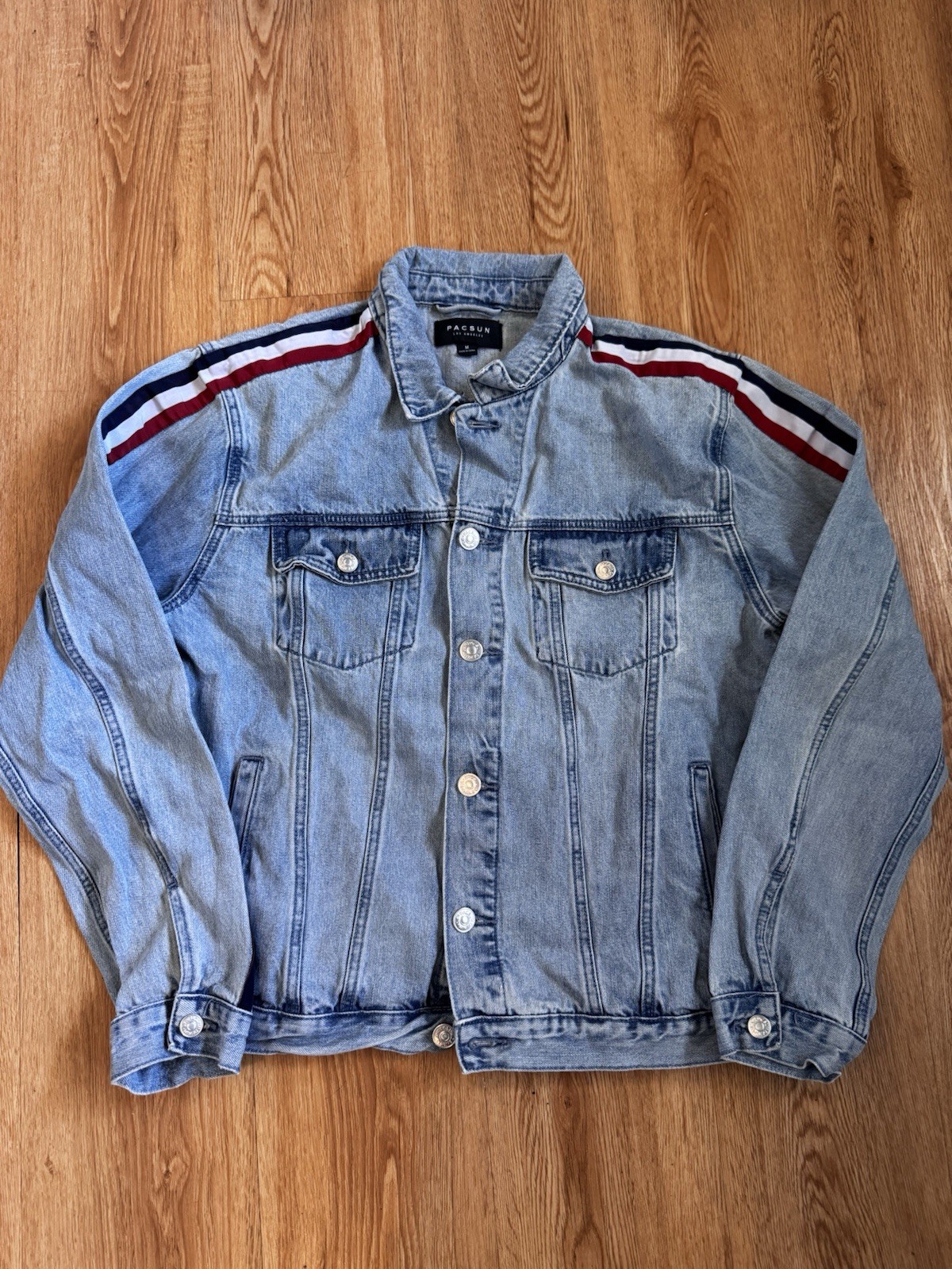 Pacsun Light Blue Denim Jacket With Stripes – Medium