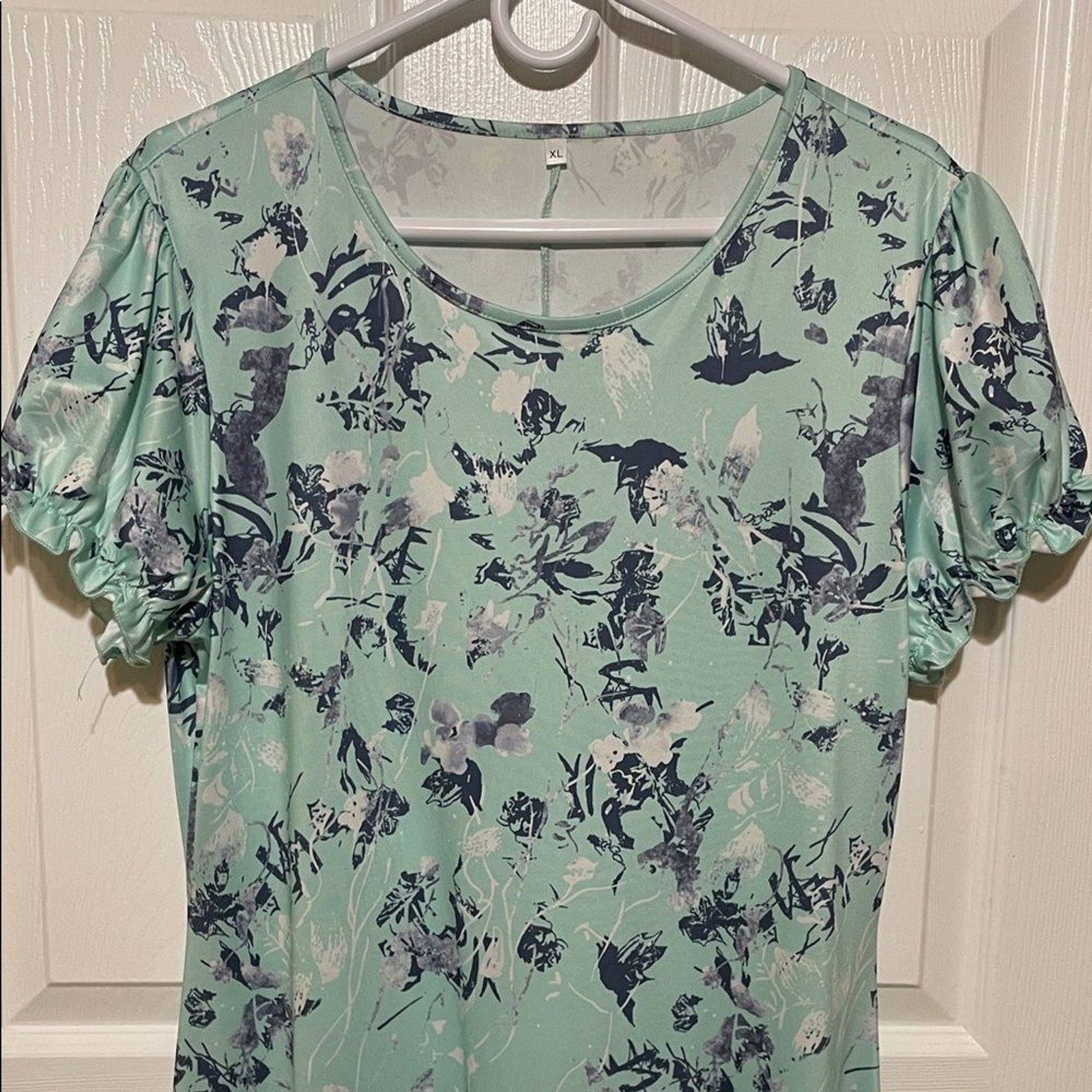 Romantic Malachite Green Floral Midi Dress Flutter Sleeve Size XL