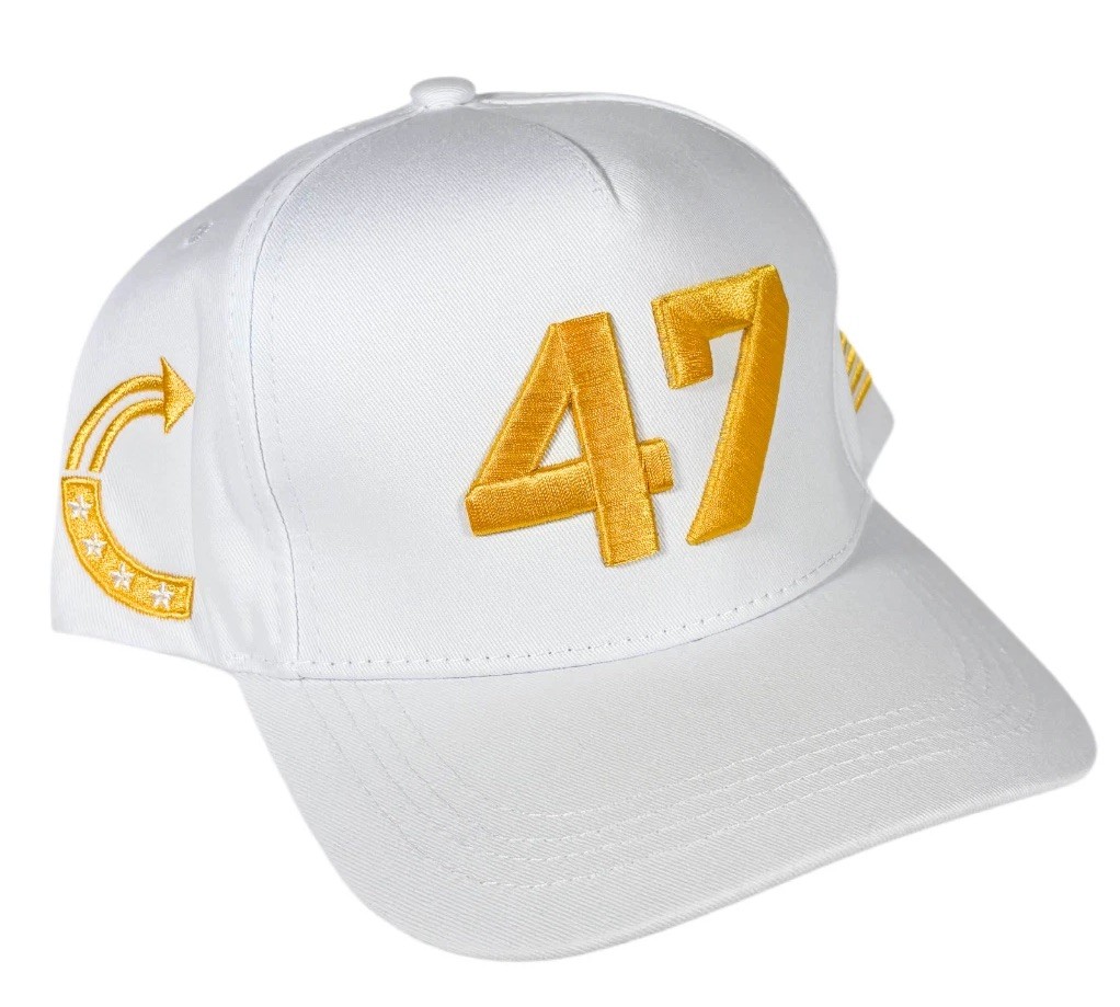 Charlie Kirk 47 White Gold Hat TPUSA Turning Point USA Adjustable Cap USA MAGA
