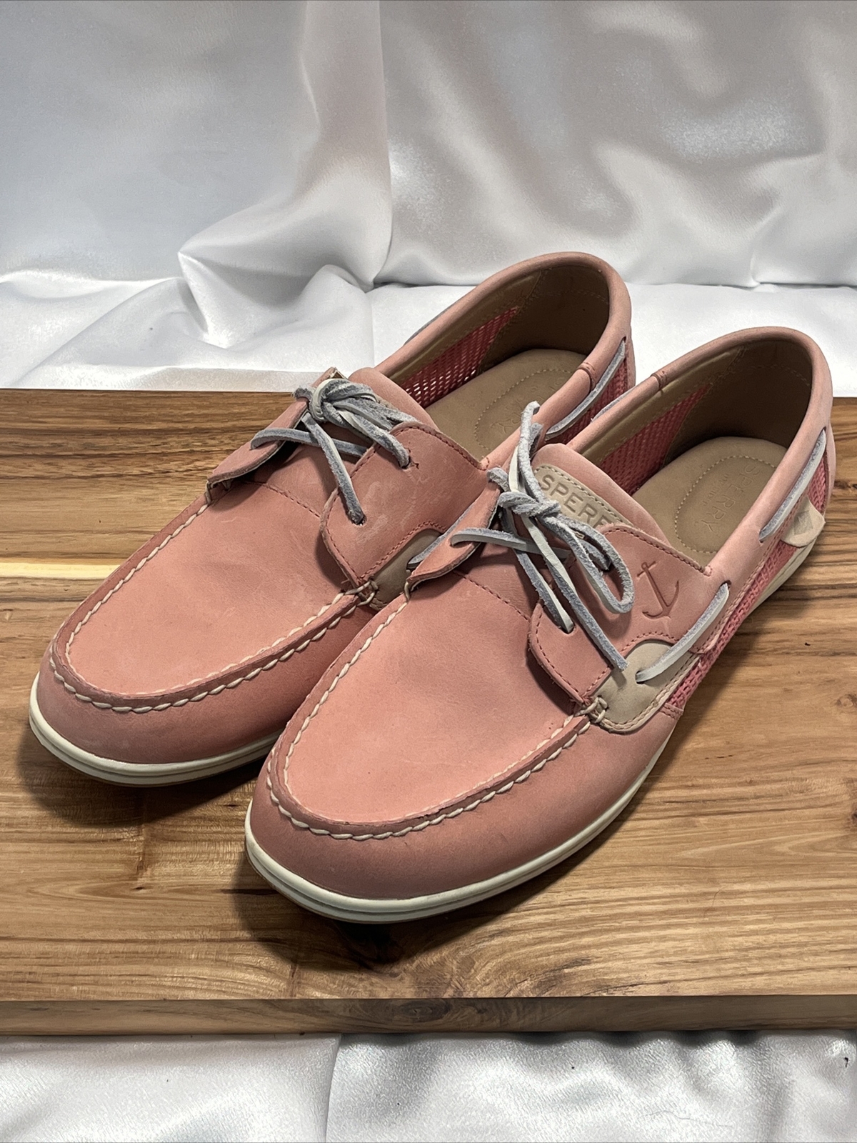 Sperry Koifish Pink Leather and Mesh Boat Shoes Loafers Women’s Sz 12 – New