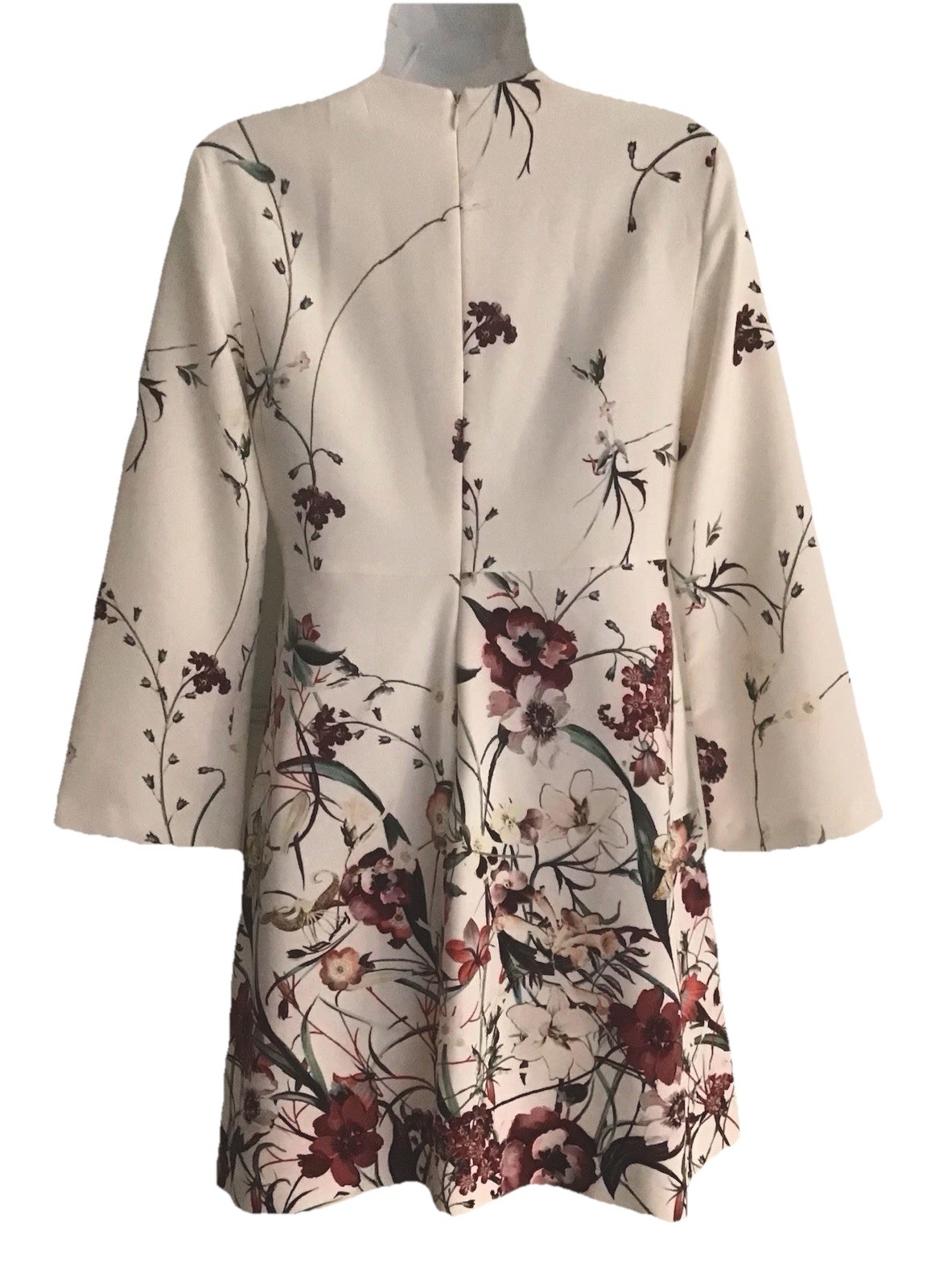 ZARA MADE IN MOROCCO MULTICOLORED FLOWER 3/4 SLEEVE ABOVE KNEE DRESS SIZE- Smal