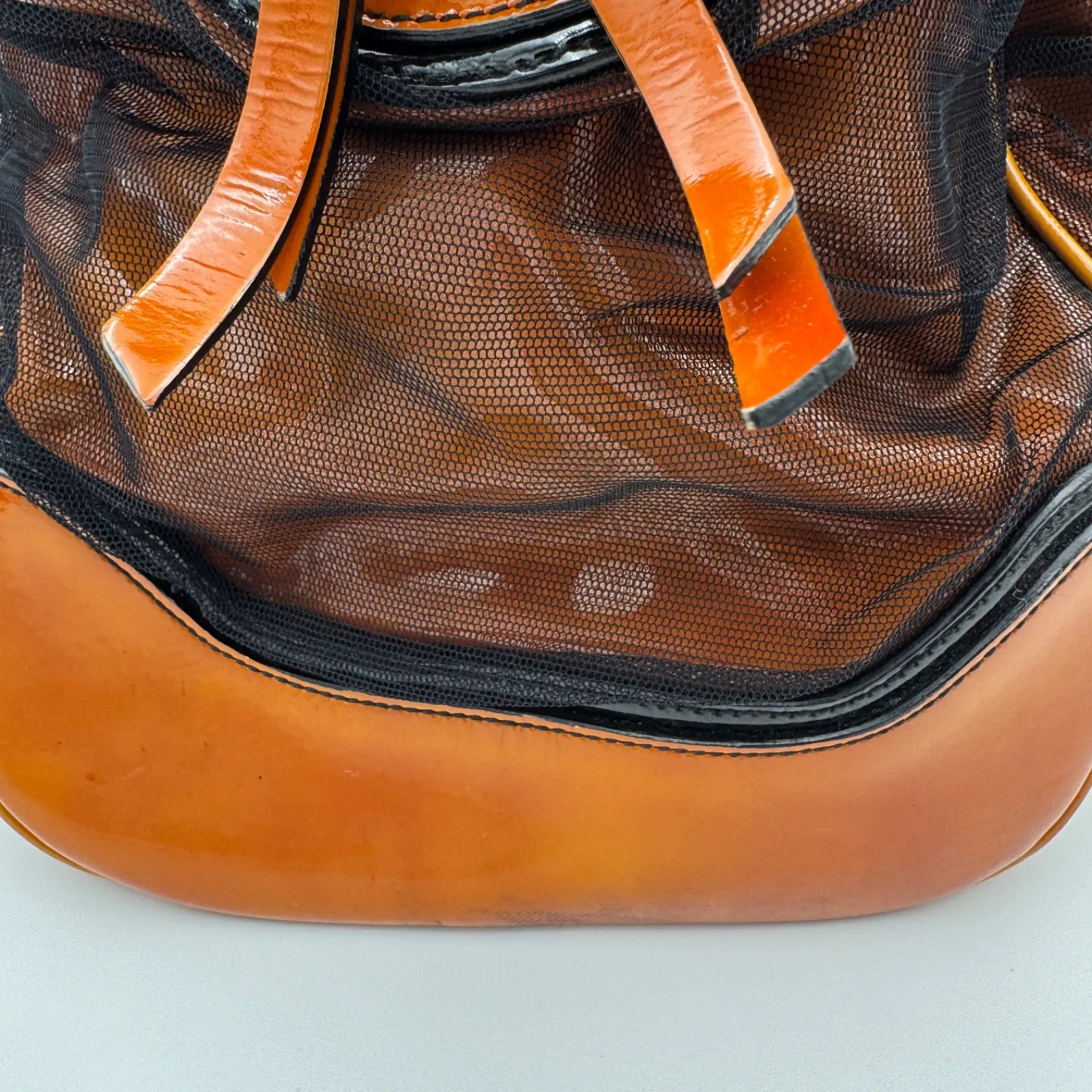 Dolce & Gabbana Patent Leather Boston Bag Orange Yellow 2Way 13.7×8.6×7.08 in