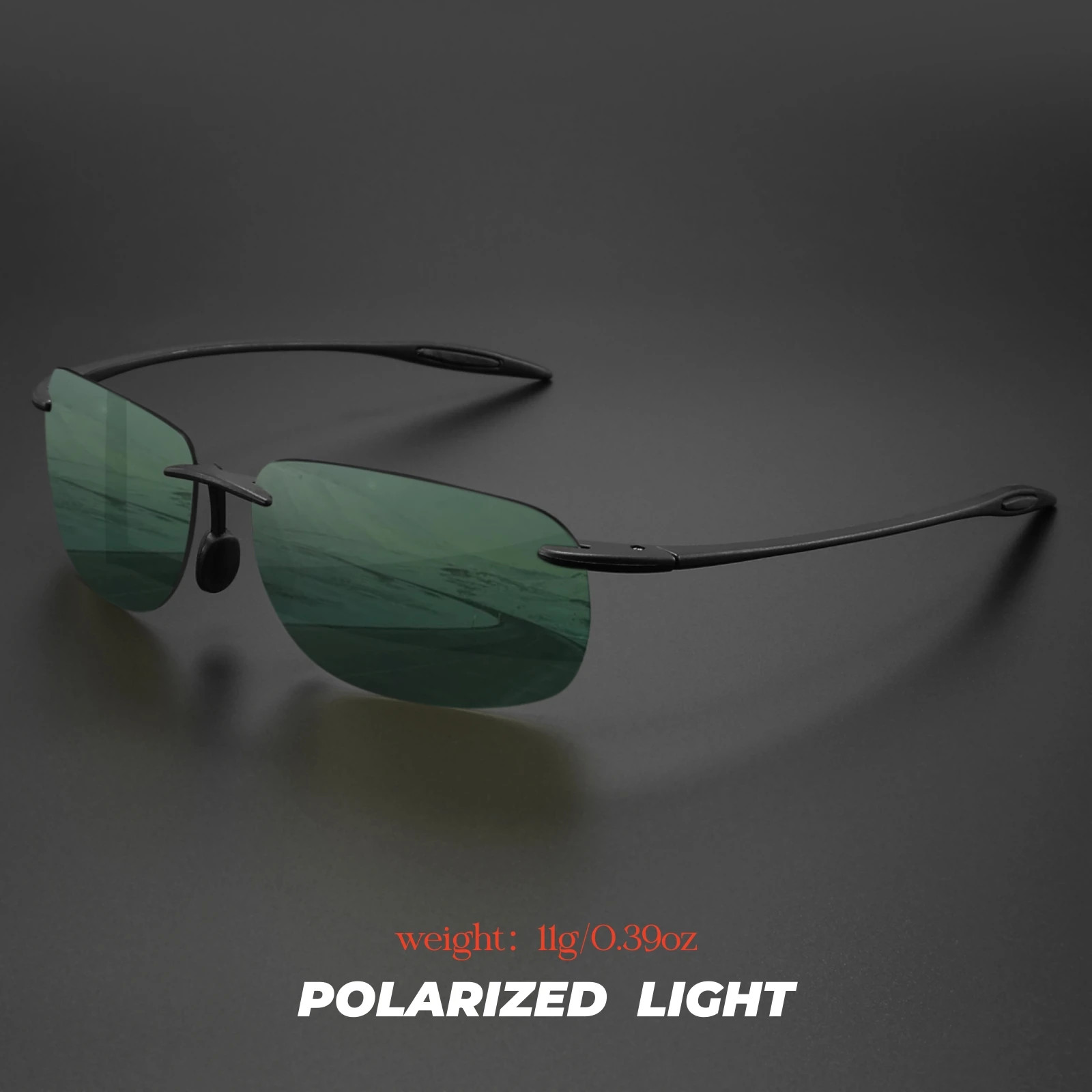 Rimless TR90 Sunglasses Polarized UV400 Lenses Lightweight Outdoor Men Glasses
