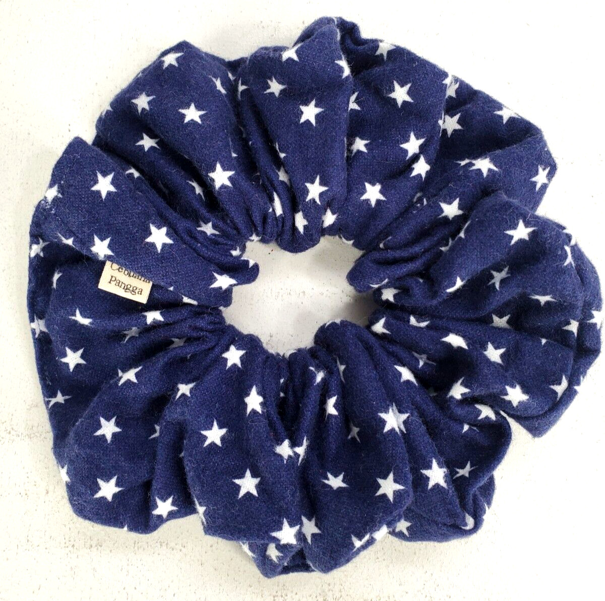 Handmade Women’s Scrunchies size XL Blue Cotton Snuggle Flannel Stars Print New