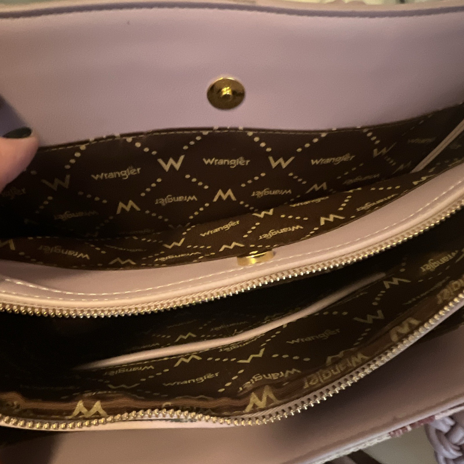 Wrangler Floral Tote Bag Braided Double Handles Beige Pink Purple