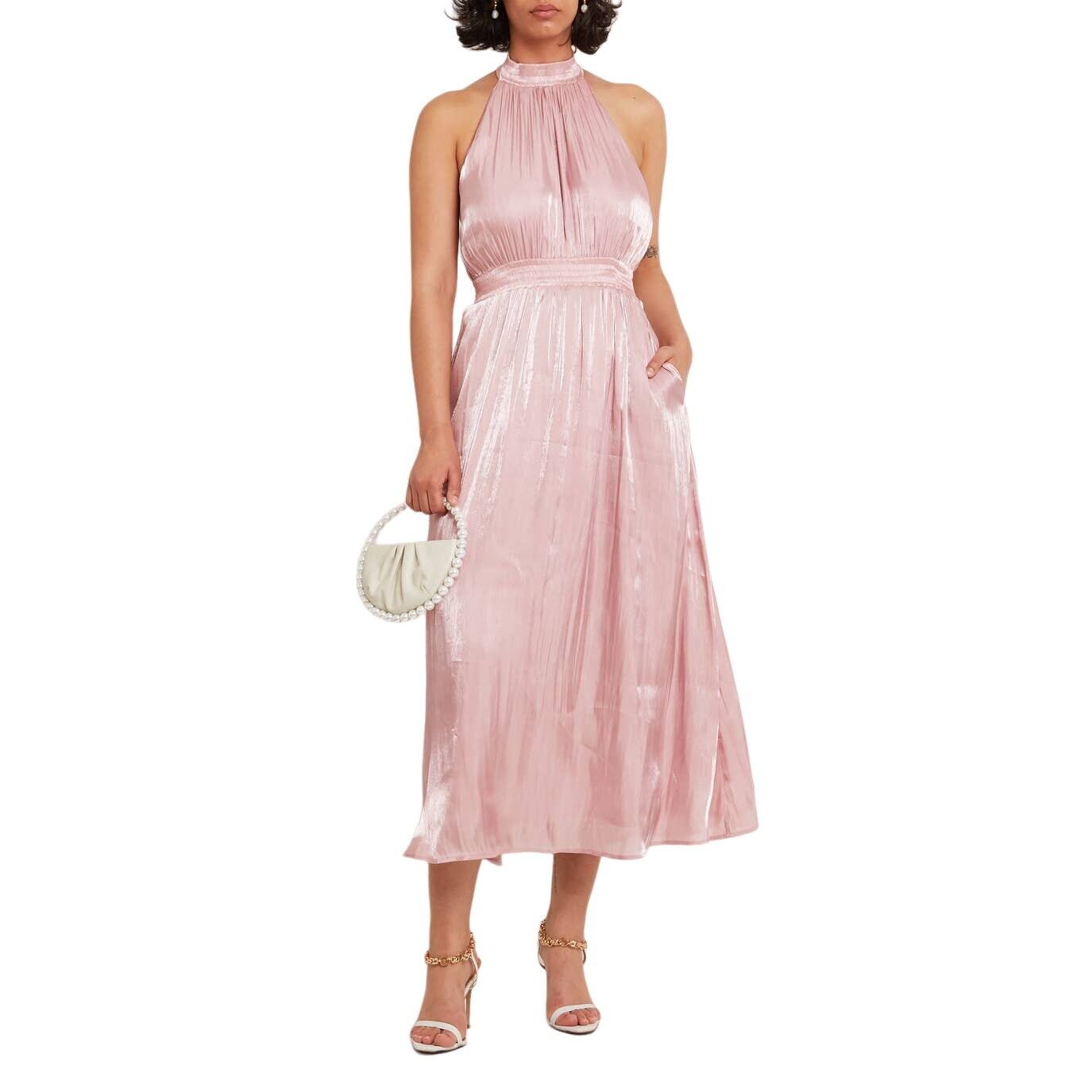 o.p.t Women’s Dress Size Large Pink Caralyn Halter Backless Midi