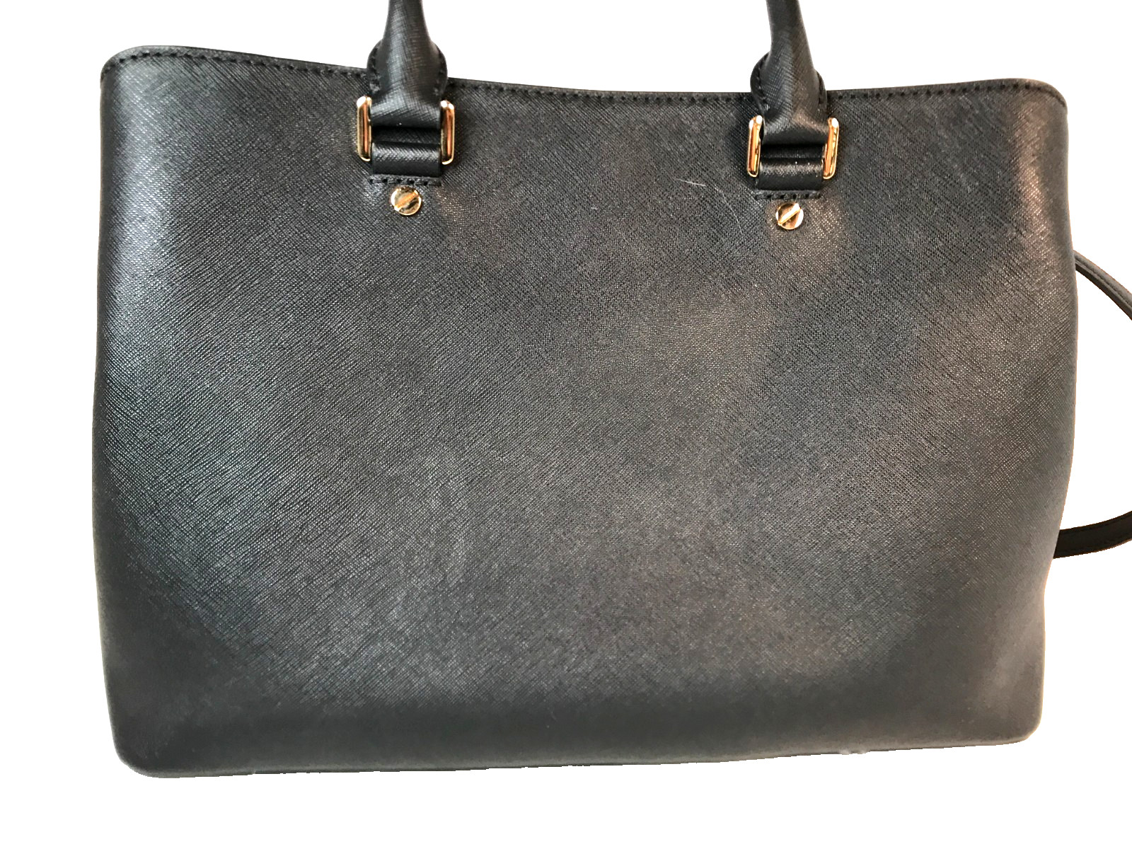 Michael Kors Savannah Large Saffiano Leather Satchel Black Crossbody Handbag