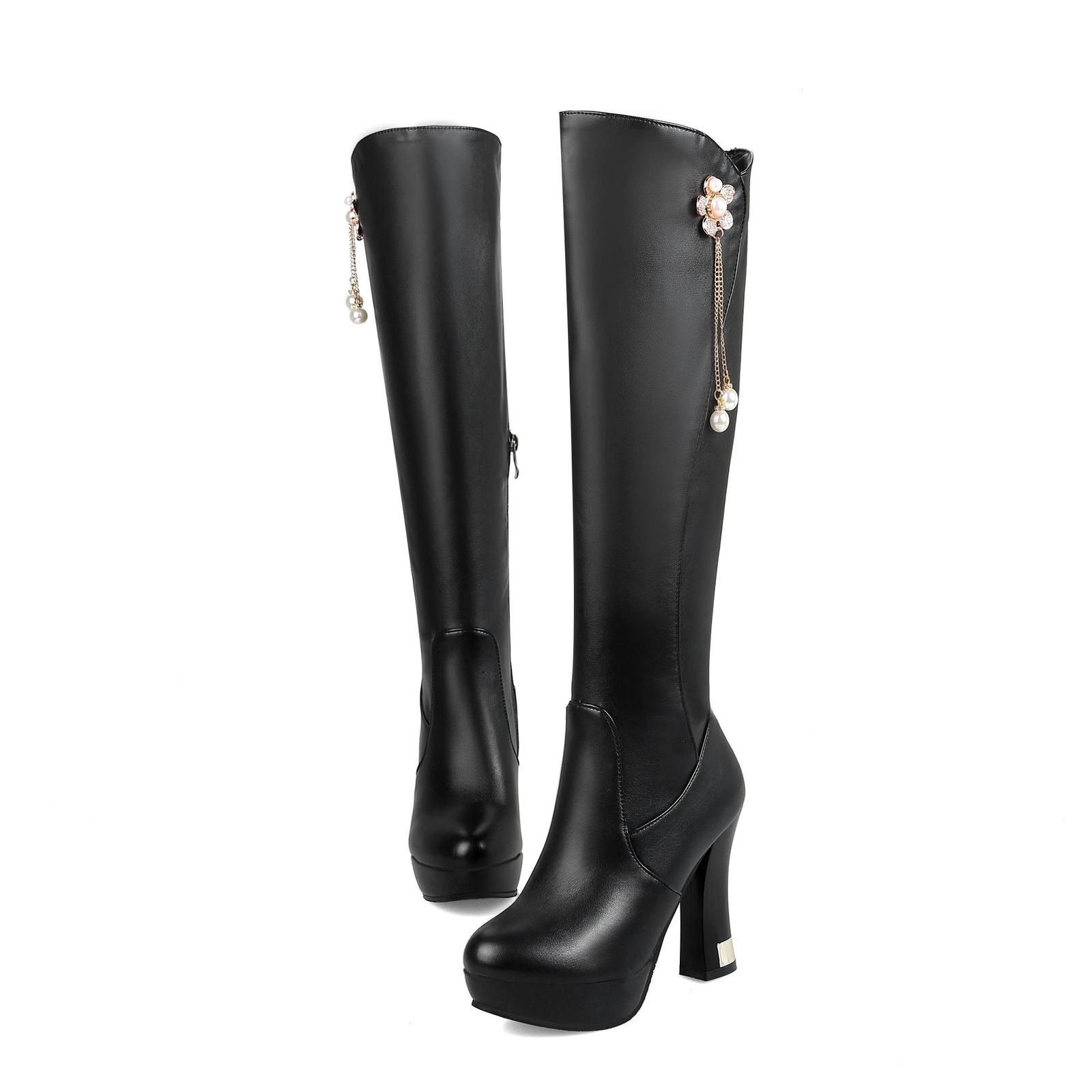 Womens Platform Zip Knee High Boots High Block Heel Winter Shoes Clubwear New