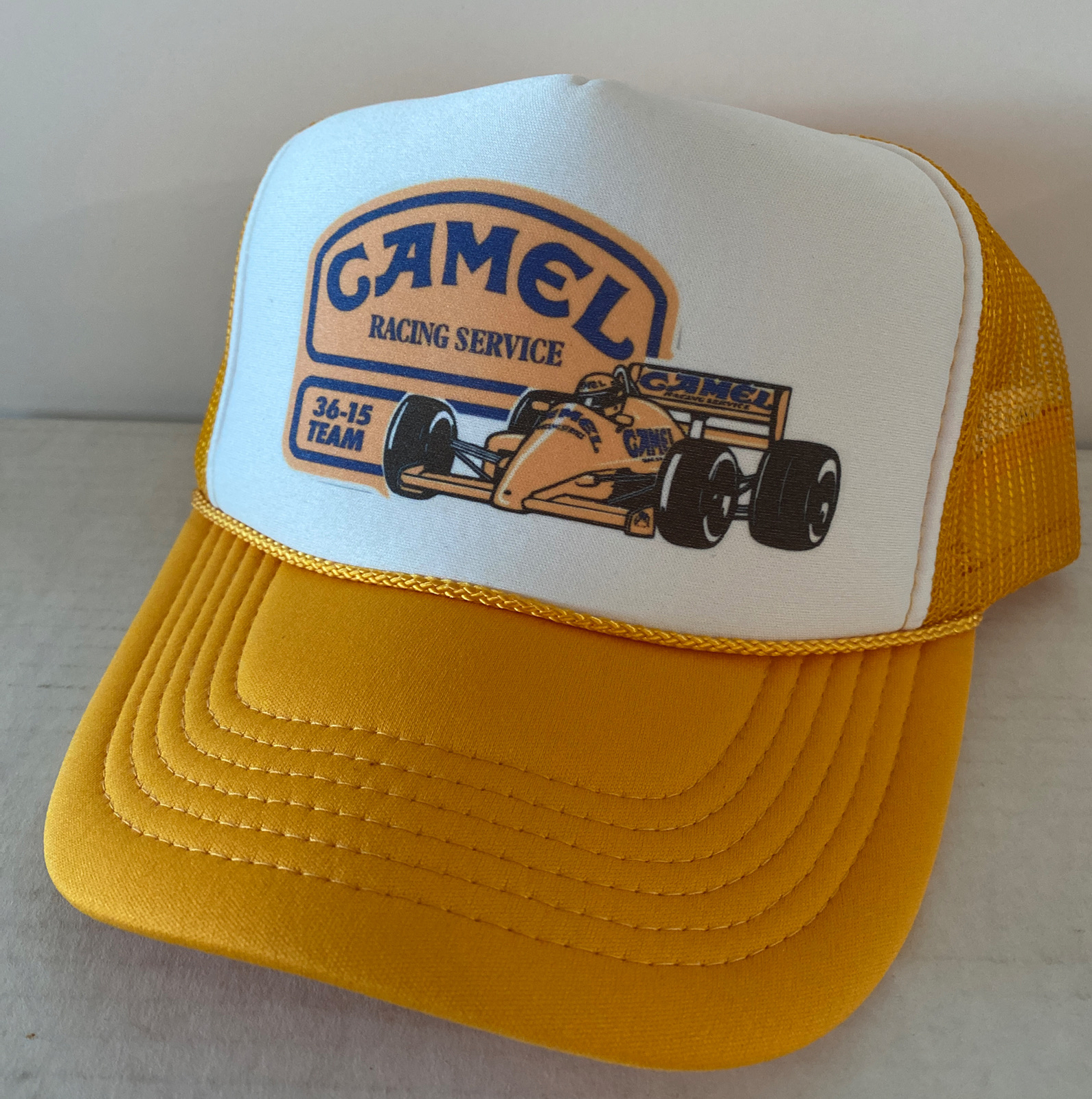 Vintage Camel Racing Hat Trucker Hat Racing snapback Yellow Unworn race cap