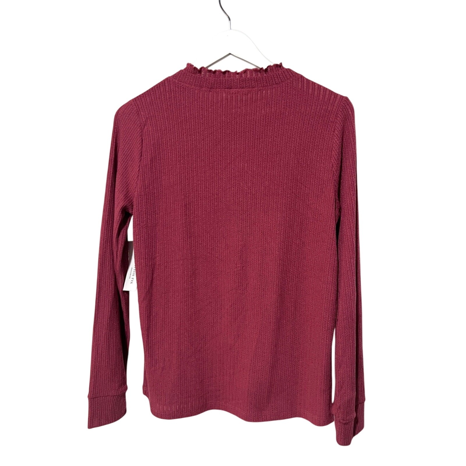 Pink Clover Top Womens Large Long Sleeve Mock Neck Ribbed Stitch Fix Mauve NEW