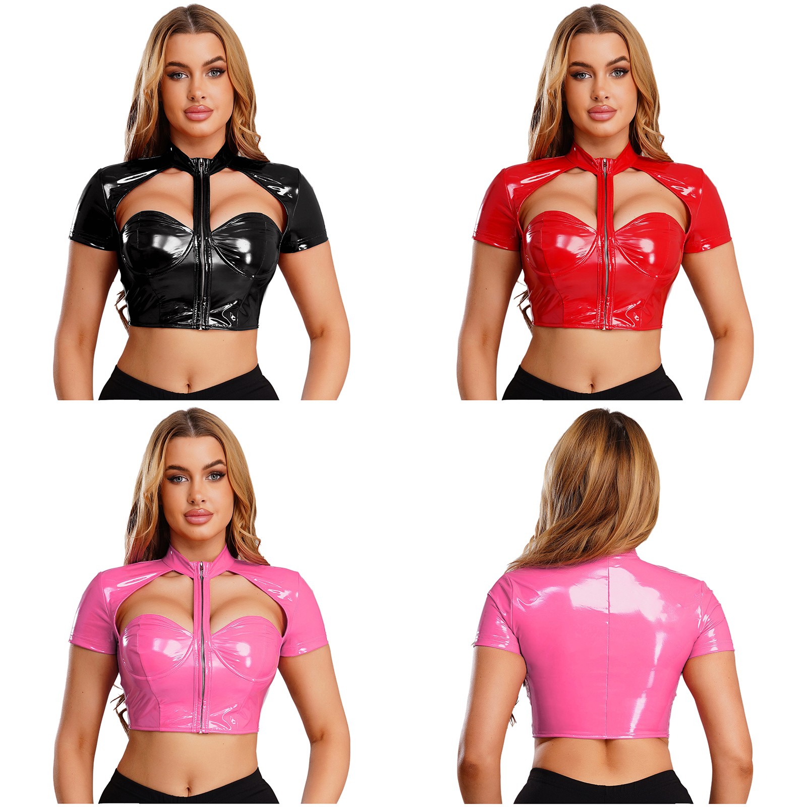 Women Top Themed Bustier Patent Vest Halloween Clubwear Wet Looking Carnivals
