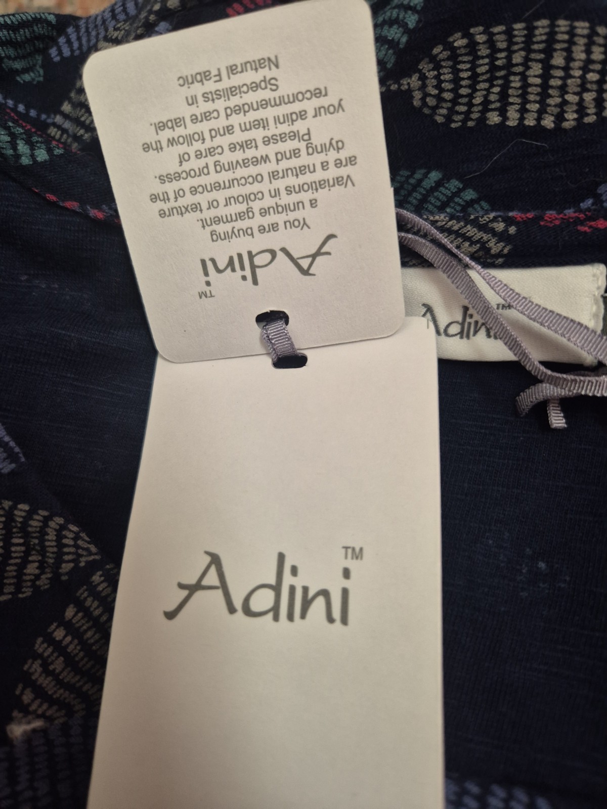Adini Brand New Tags Navy Blue Leaf Print Juliet Dress UK Size Large L BNWT A02