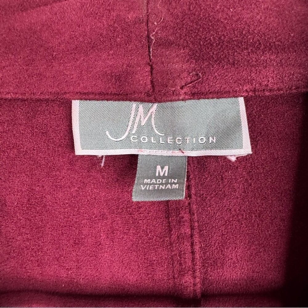 JM Collection cardigan wine 🍷 purple red faux suede Rich Burgundy Cardigan