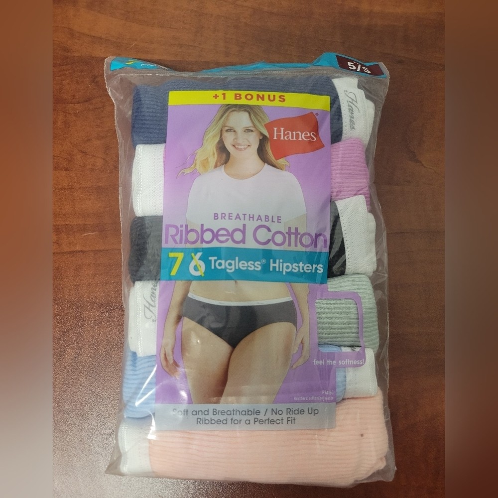 Hanes Womens Assorted Ribbed Cotton Hipsters Small Nwt