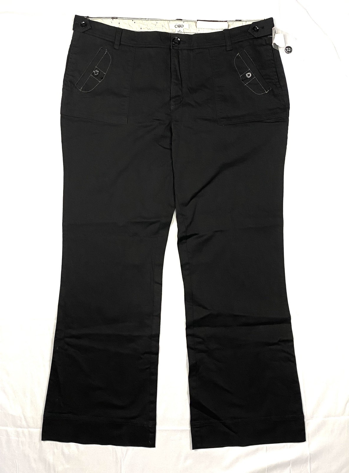 Cato Classic Womens 18 Black Pants Sits Below Waist Relaxed Thigh Cotton Stretch