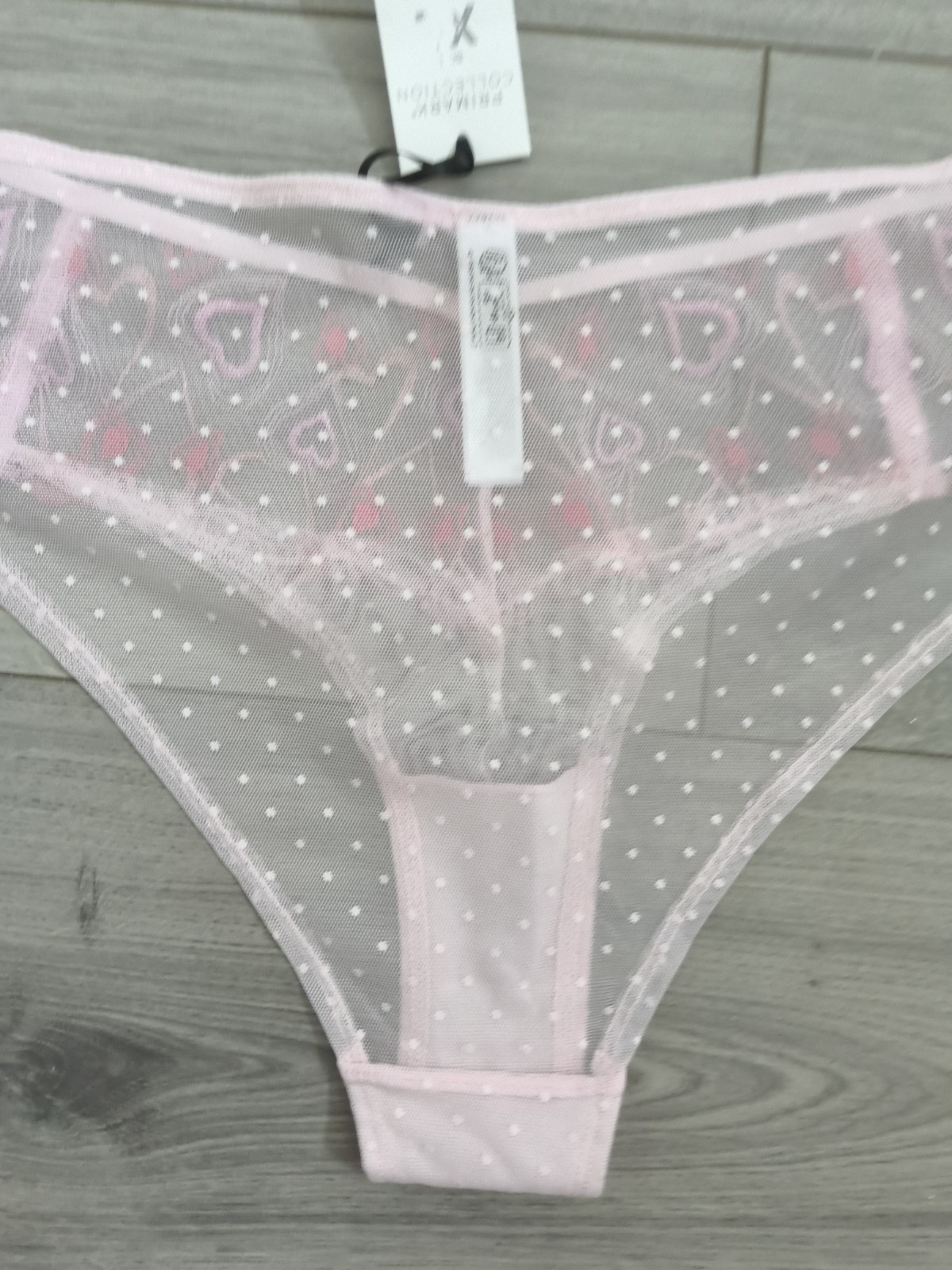 BNWT Primark Collection Extra Sheer Pink Embroidered Lace Trim Briefs Size 22-24