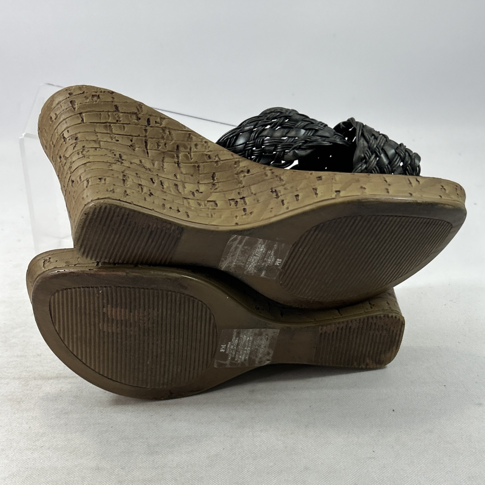 Vintage BONGO Y2K Black Chunky Platform Wedge Shoes Women’s Size 8M Strappy 90s