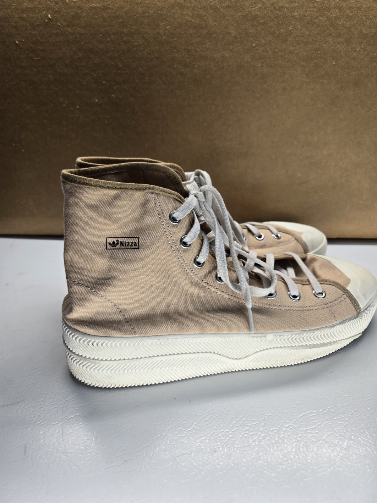 adidas Nizza ‘Pale Nude’ High Top Platform Shoes GX0989 Mens Size 13 Canvas