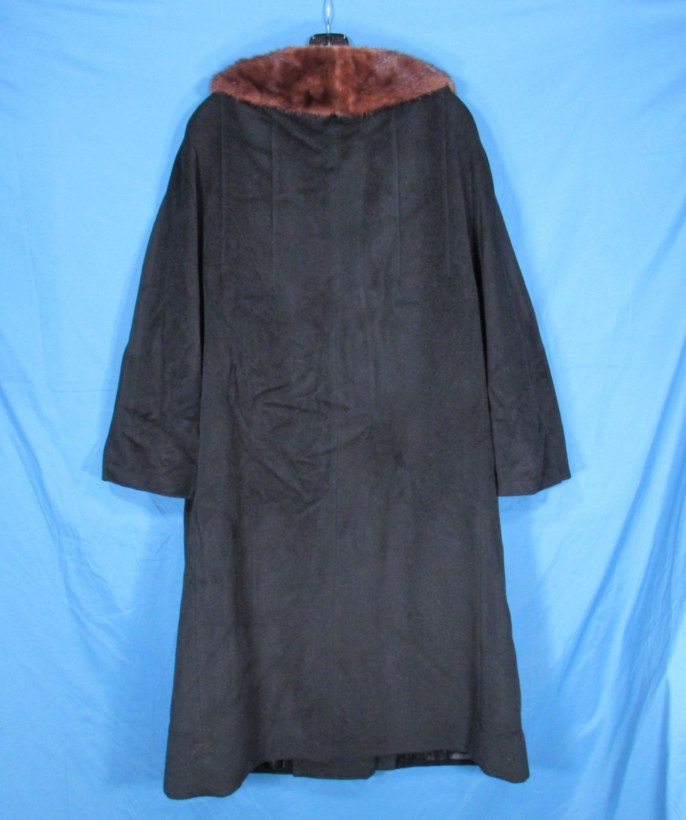 VTG REGAL KISMET Lined WOOL Black BROWN FUR COLLAR Button-Up POCKETS Jacket Sz M