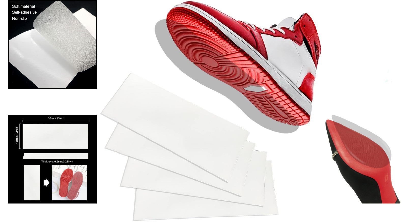 Crystal Clear Shoe Sole Protectors – Self-Adhesive Cover for Sneakers & Heels