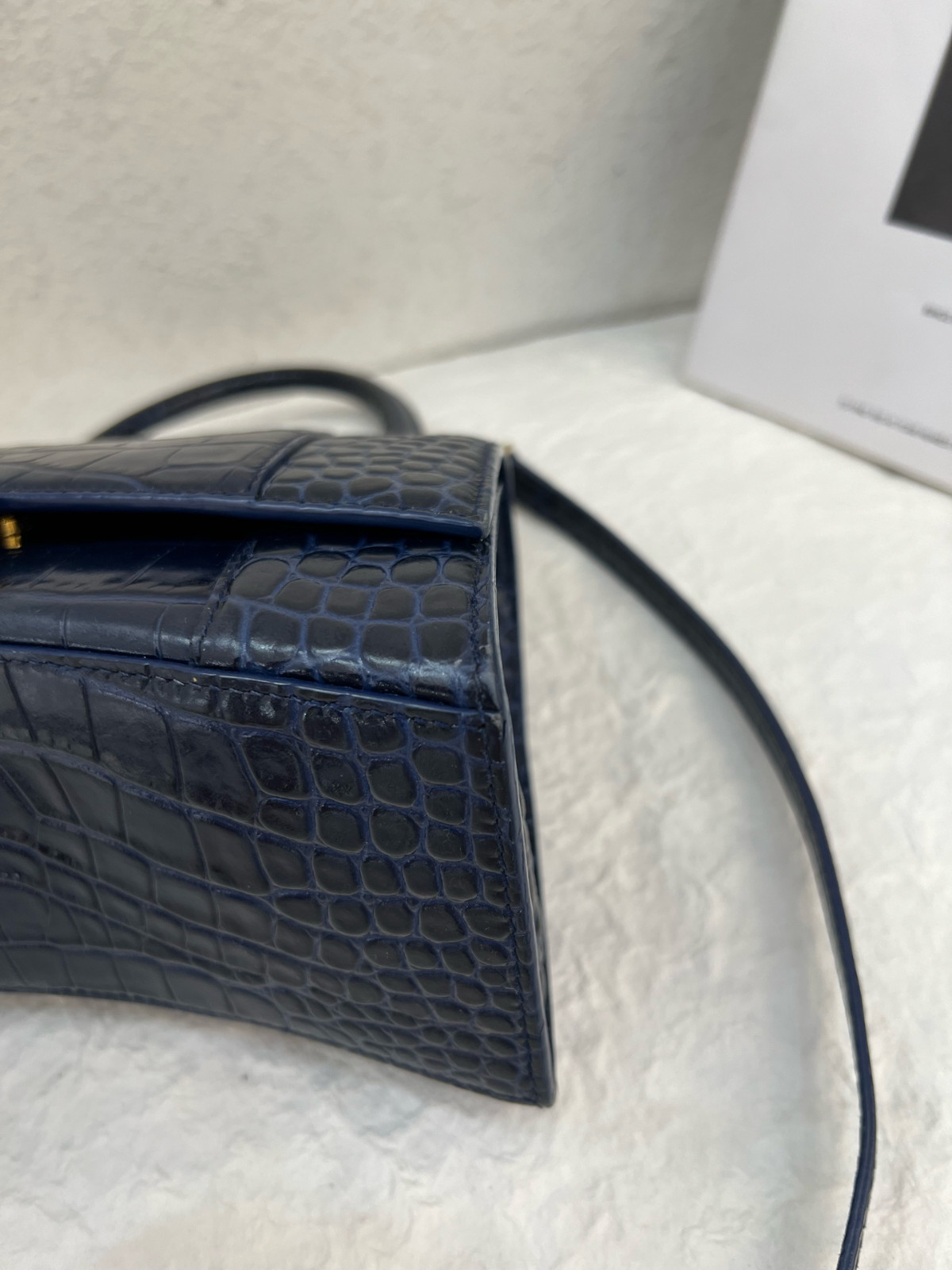 Authentic Balenciaga Hourglass Top Handle Bag S Crocodile-embossed Leather Top