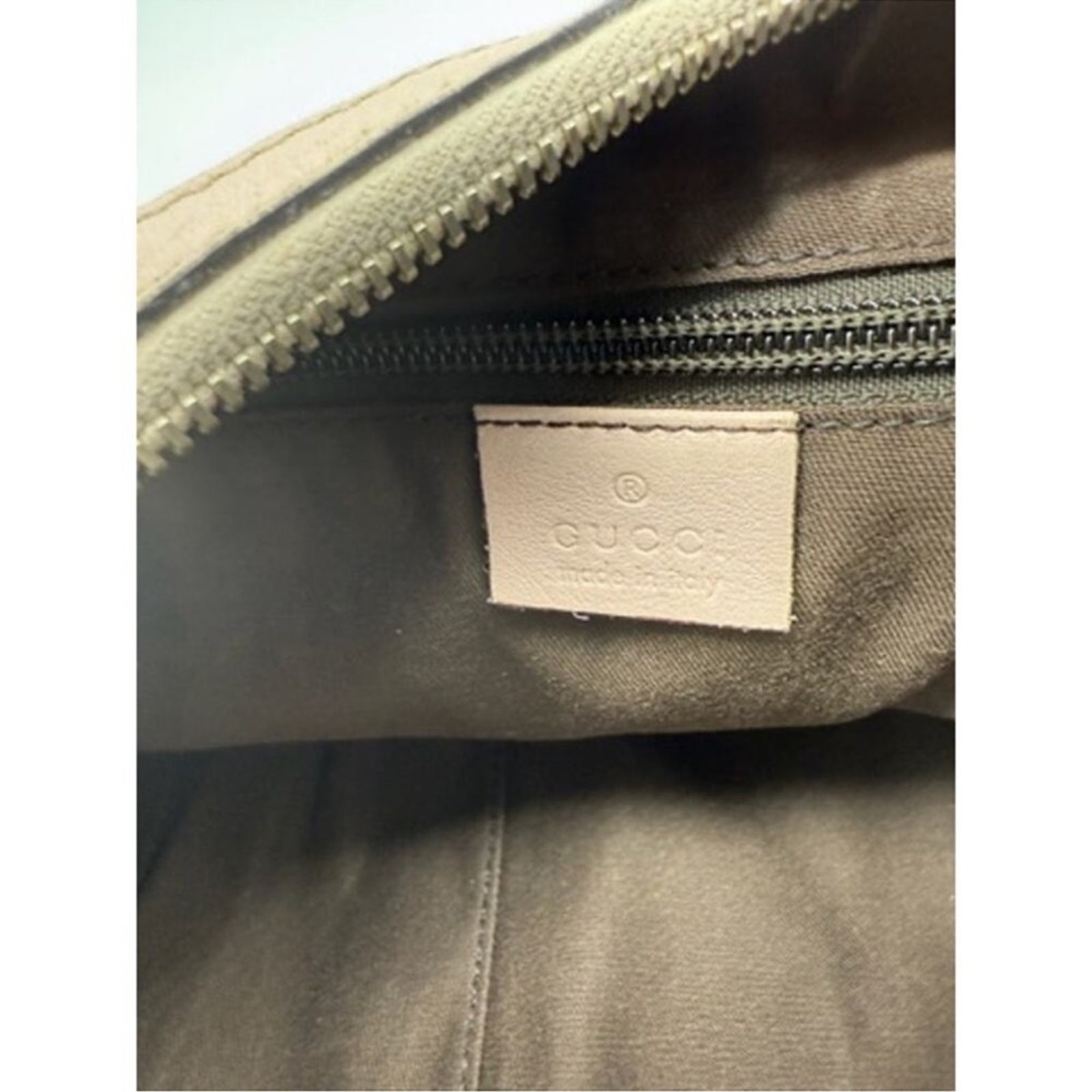 Gucci Monogram Web Medium Half Moon pastel Accents Canvas W/Leather trim.
