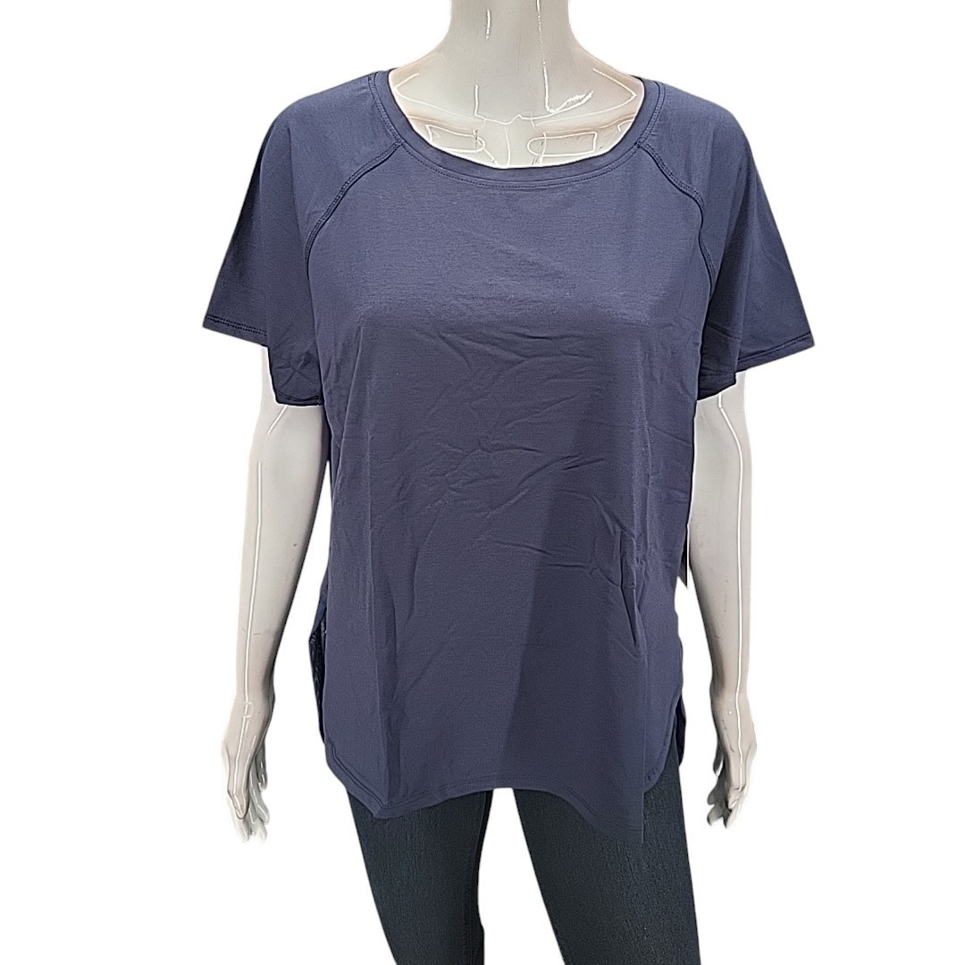 Isabella Womens Lightweight Combo Mesh Top X-Large Size Navy Modern Shirt