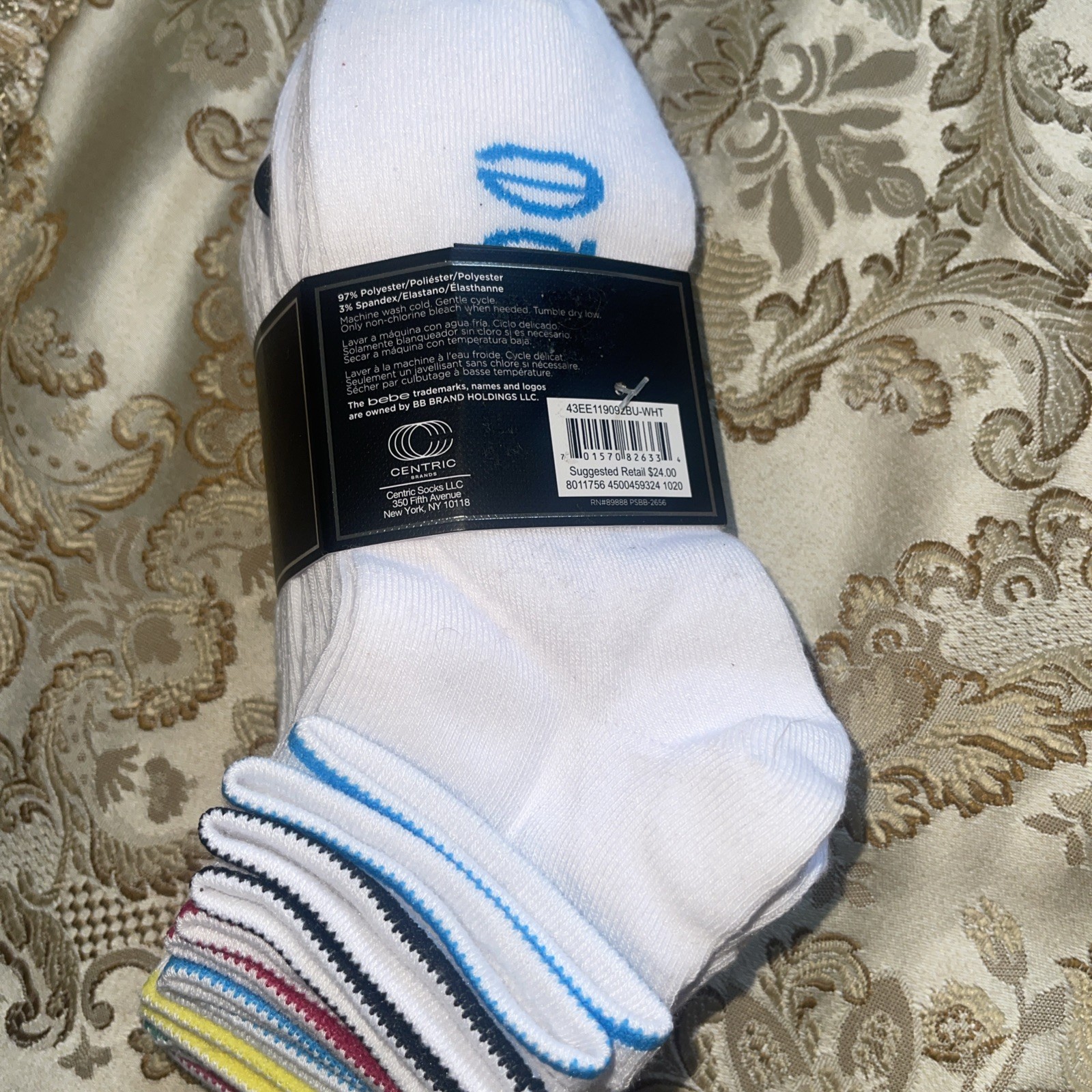 Bebe Logo, 9 Pairs Of Socks Different color Pink/grey/white Size 4 -10