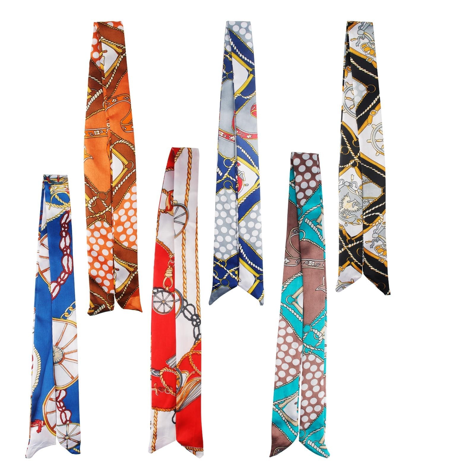 7 Pack Satin Handbag Handle Wrap Ribbon Neckerchief Scarf for Women
