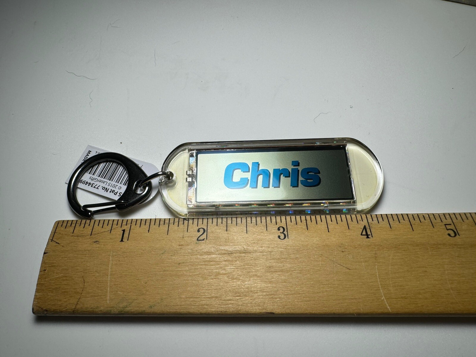 Acrylic Blinking Solar Powered Key Chain 4.25” Long w/Snap Ring, w/NAME