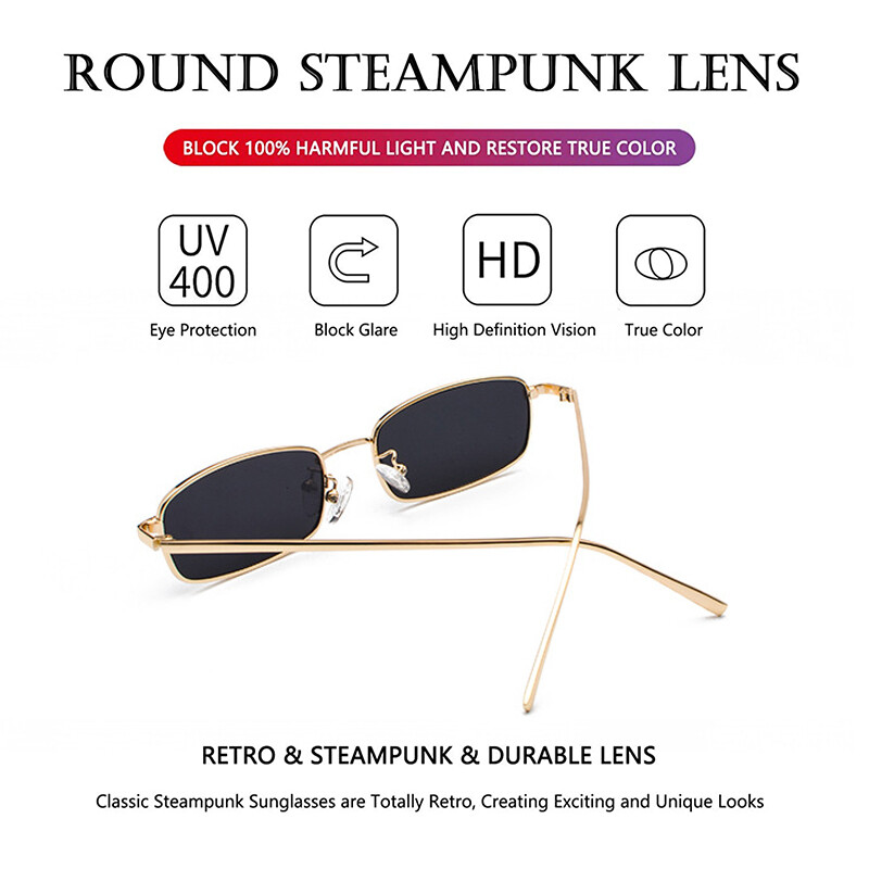 Retro Small Square Sunglasses Men Women Metal Frame Rectangle Sunglasses Eyewear