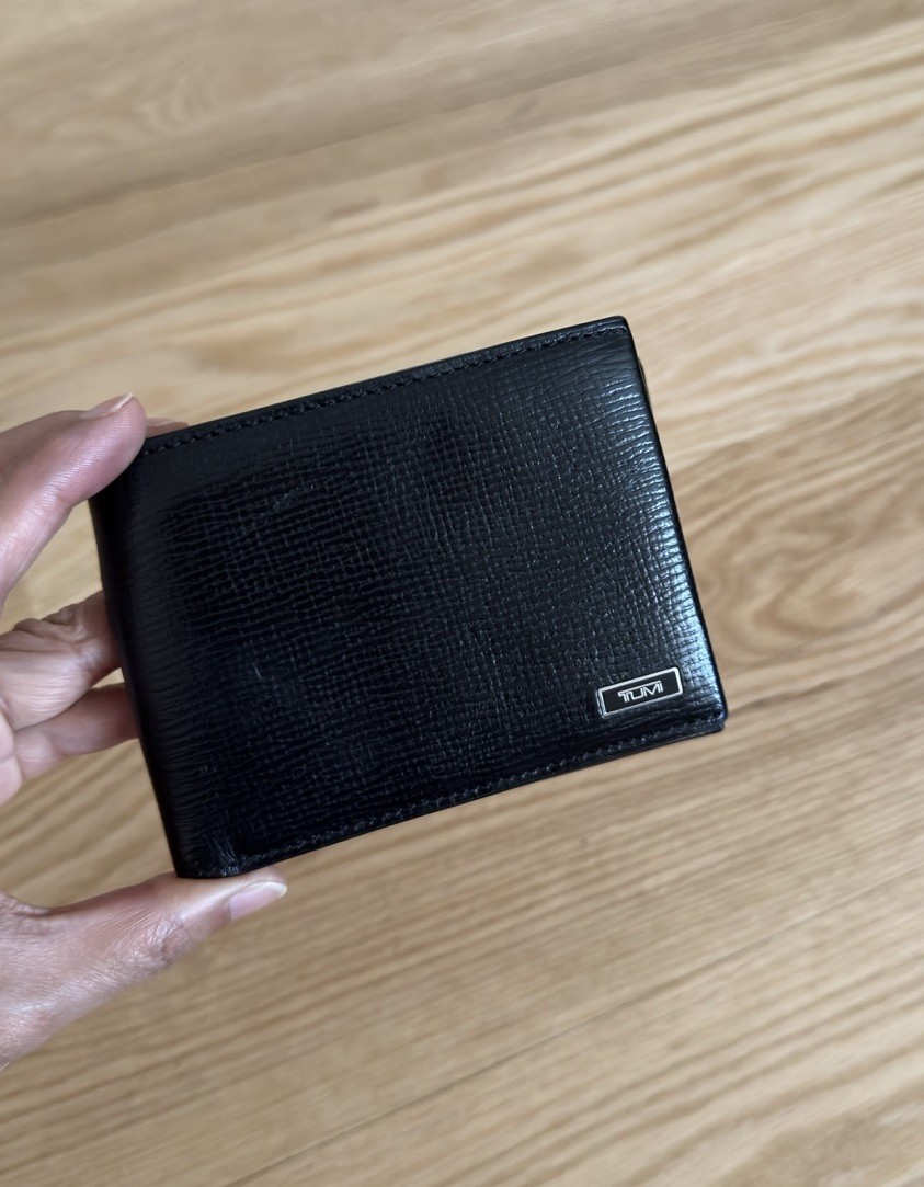 Tumi Mens Monaco Embossed Leather Double Bifold Wallet In Black See All Photos
