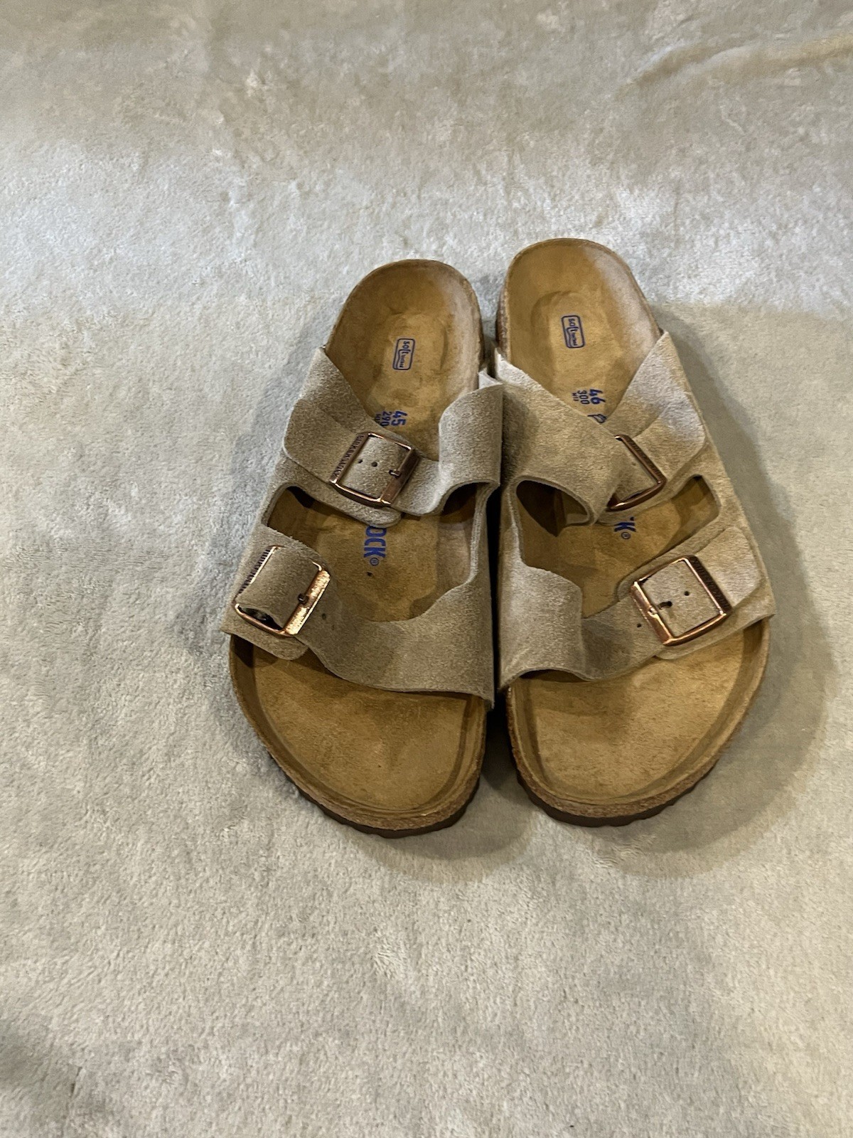 Birkenstock Arizona Men’s Suede Sandals Mismatch One 45 -12inch And 46 12 1/2