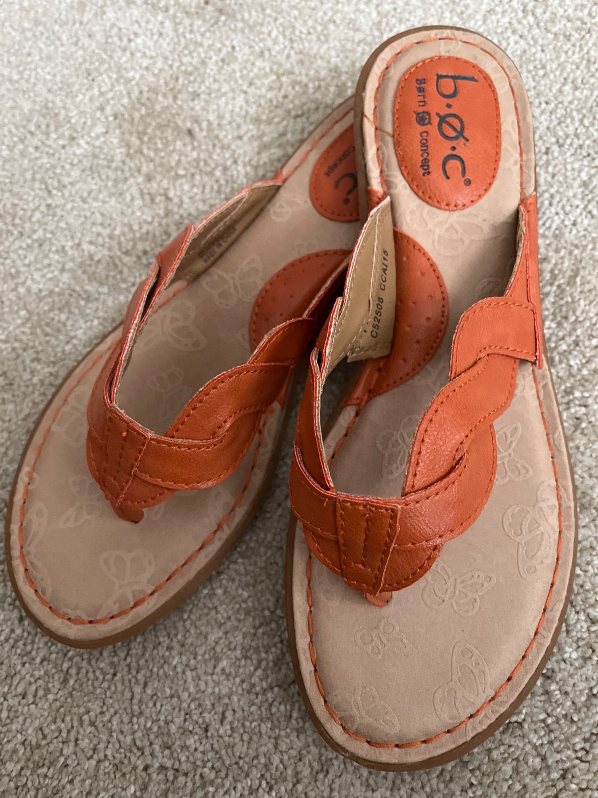 BOC Born Womens Size 7 Orange Thong Slip On Sandals
