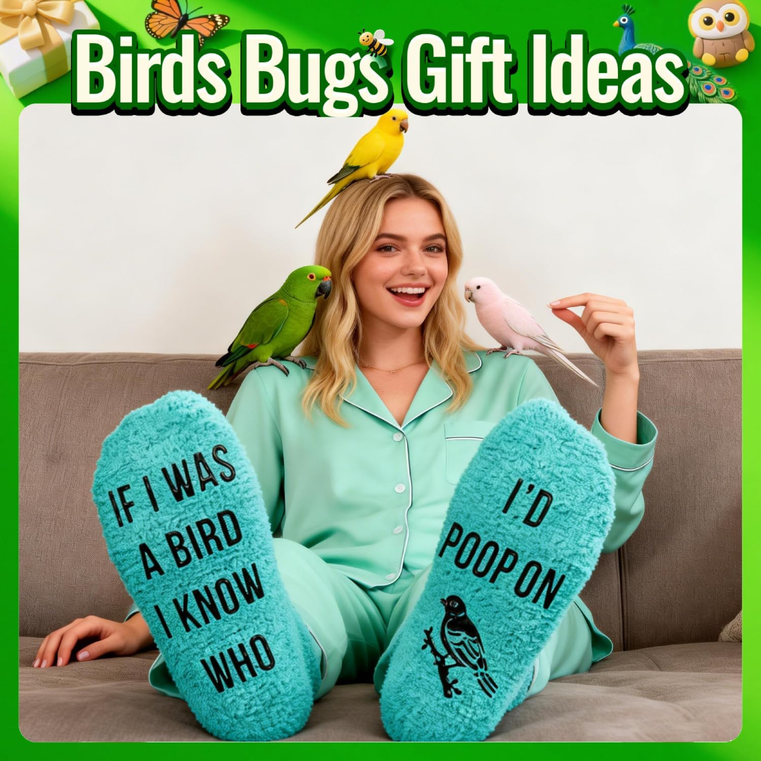 HAPPYPOP Bird Chicken Duck Gifts – Funny Fuzzy Bird Chicken Rubber Duck Socks fo