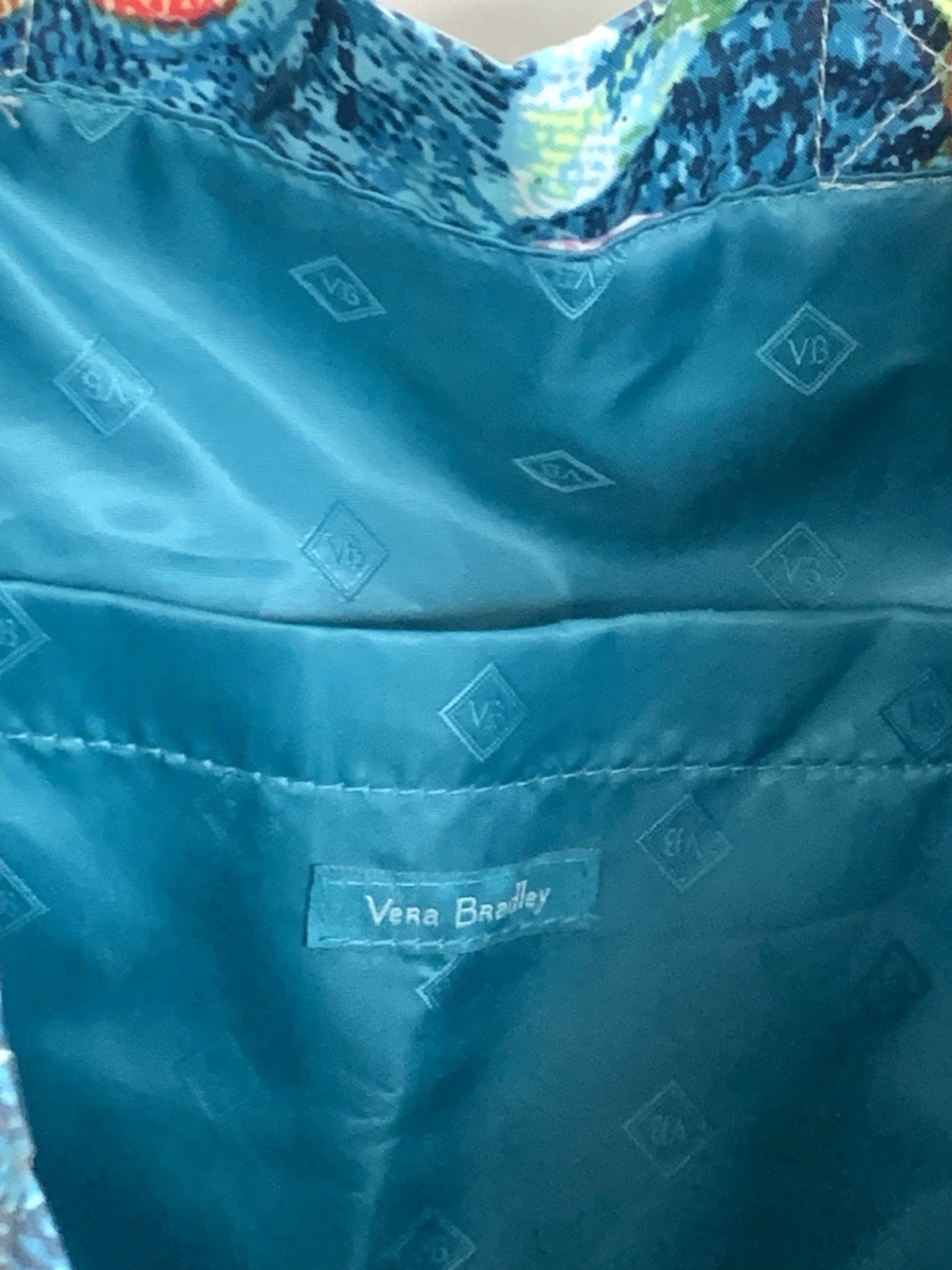 Vera Bradley Superbloom City Shopper Vinyl Tote Bag Pink Blue Floral 14 x 20.5″