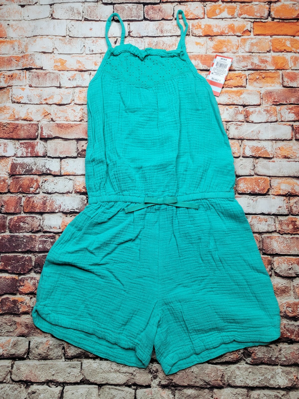 Cat & Jack Girls Size Large 10-12 Tropical Green Jumpsuit Romper Brand New