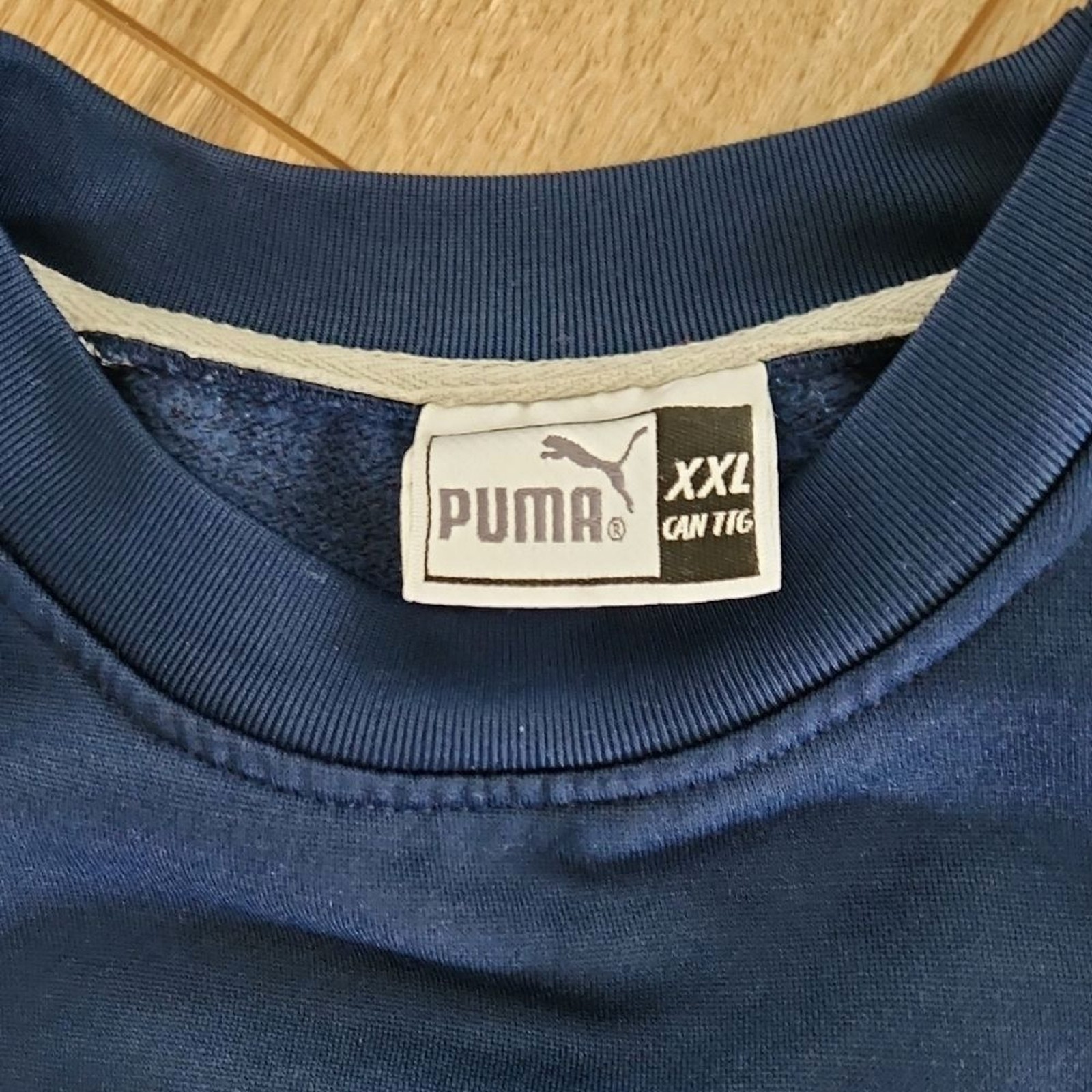 Puma Men’s Blue Sweatshirt White Stripes Embroidered Stitching Logo Size XXL