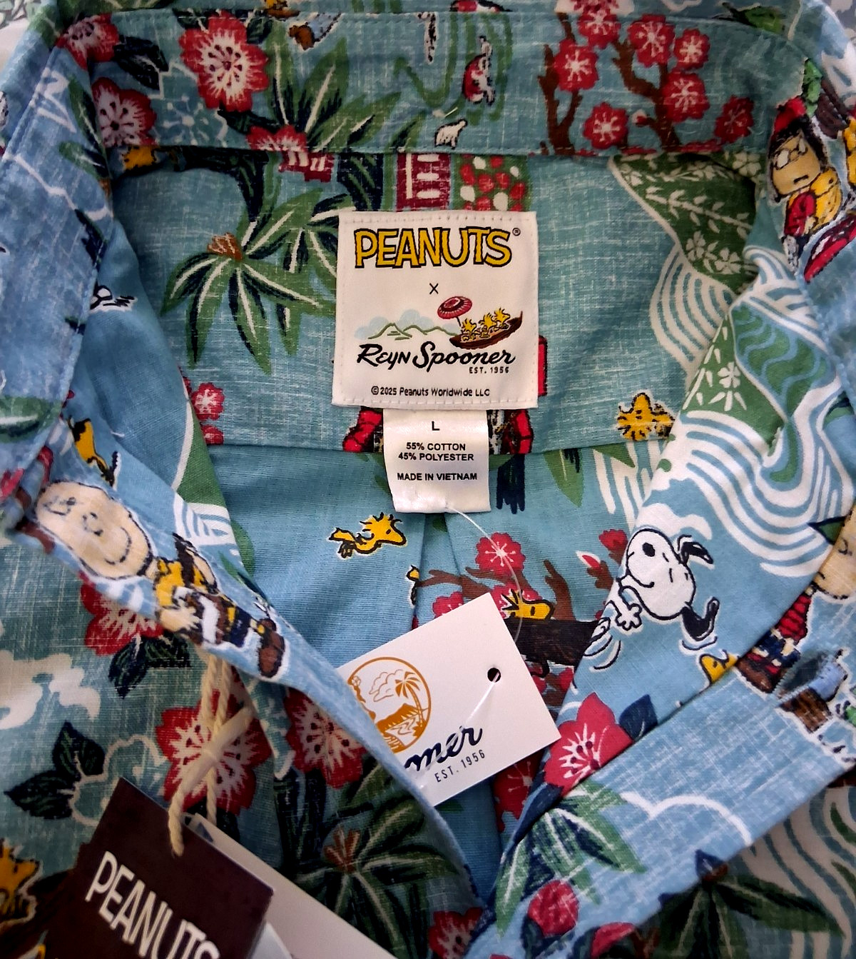 Reyn Spooner Boy’s “PEANUTS IN JAPAN” NWT Aqua Button Front Shirt Sizes
