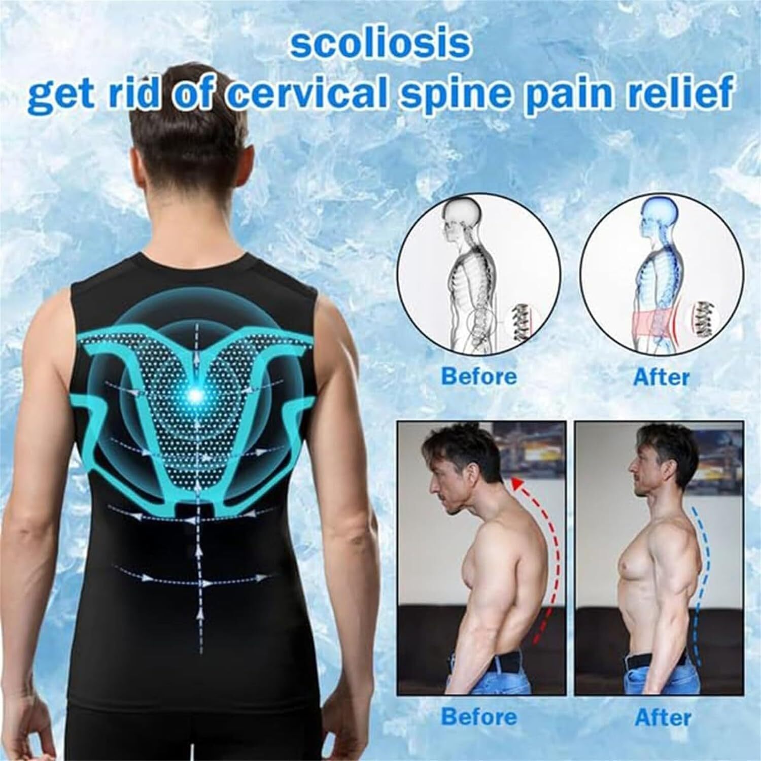 Men Compression Shirt Version Ionic Shaping Sleeveless Vest Sport Tank Top S-2XL