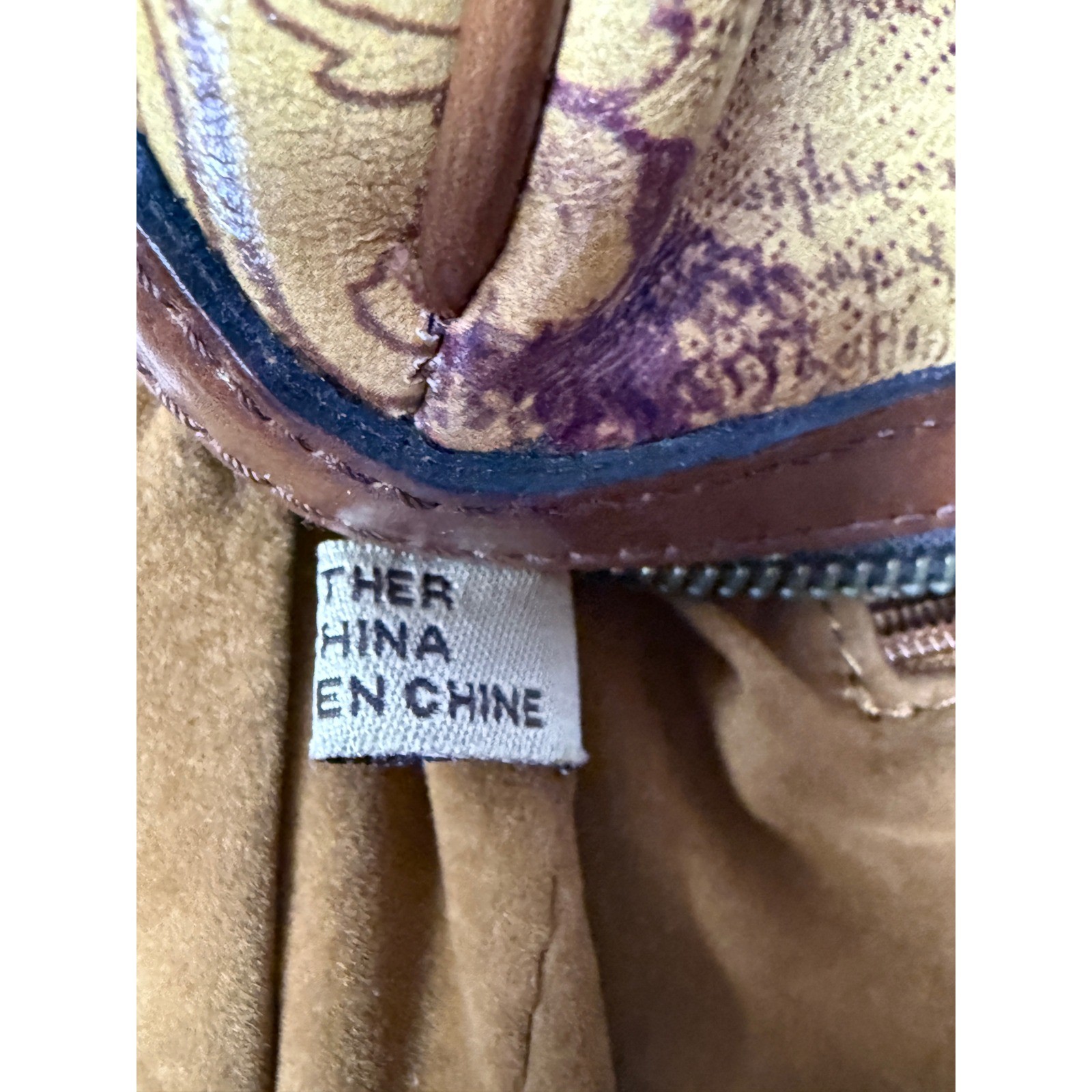 Rare Retired Patricia Nash Leather Satchel Italian Sketchbook Print Bag Tan