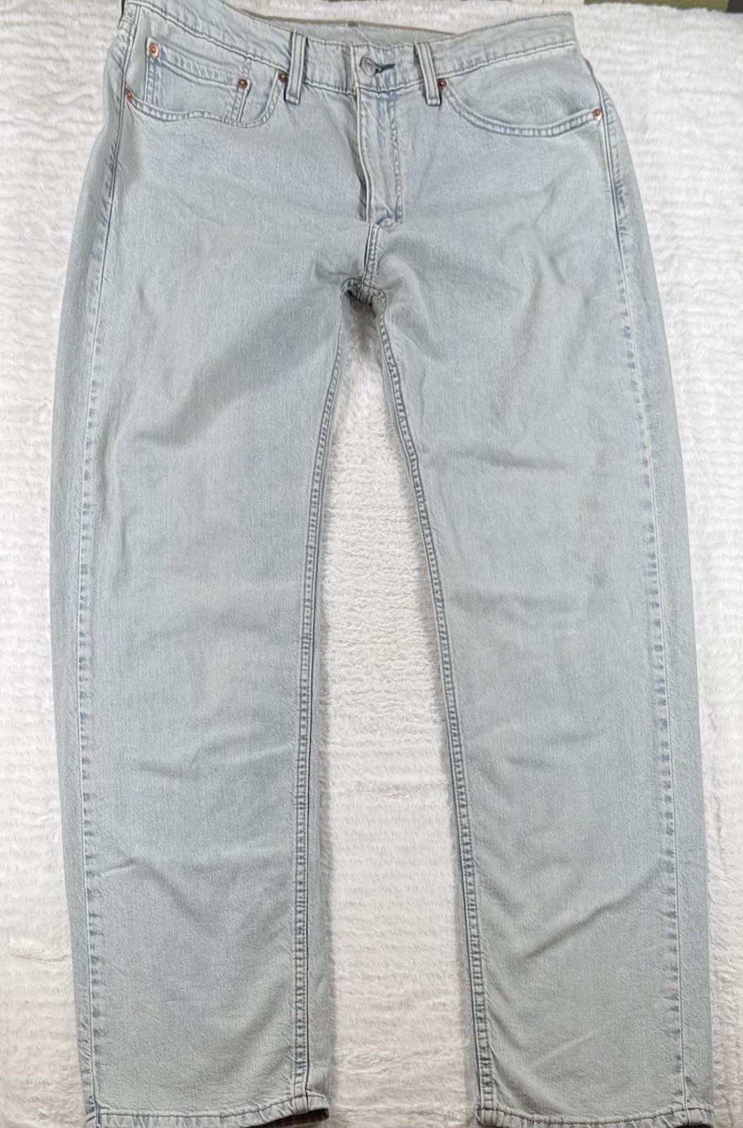Levis 505 Jeans Mens 36×34 Blue Light Wash Regular Fit Straight Leg Denim