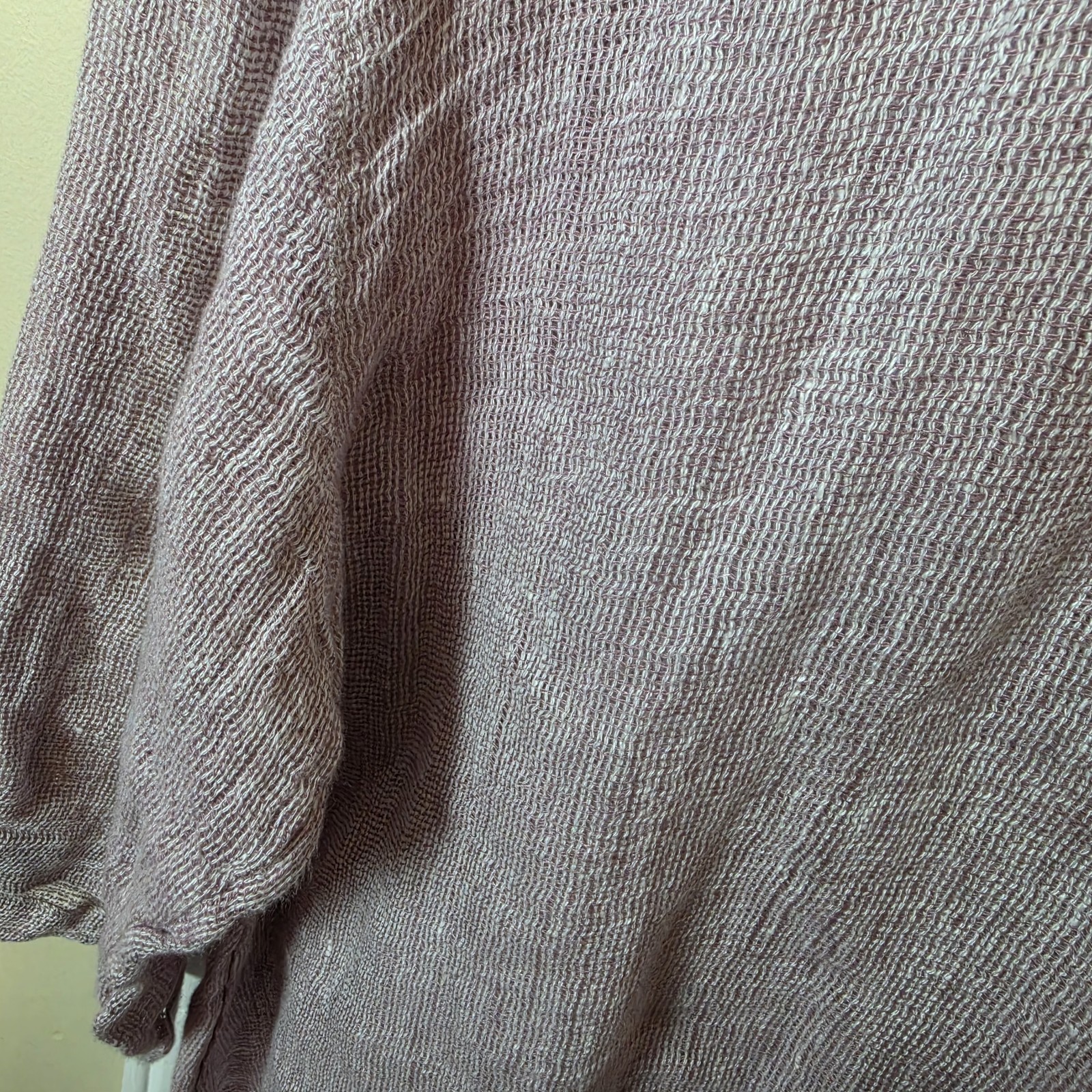 J JIll Pure JIll Linen Boxy Open Weave Knit Top Mauve Sz XL Beachy Coastal