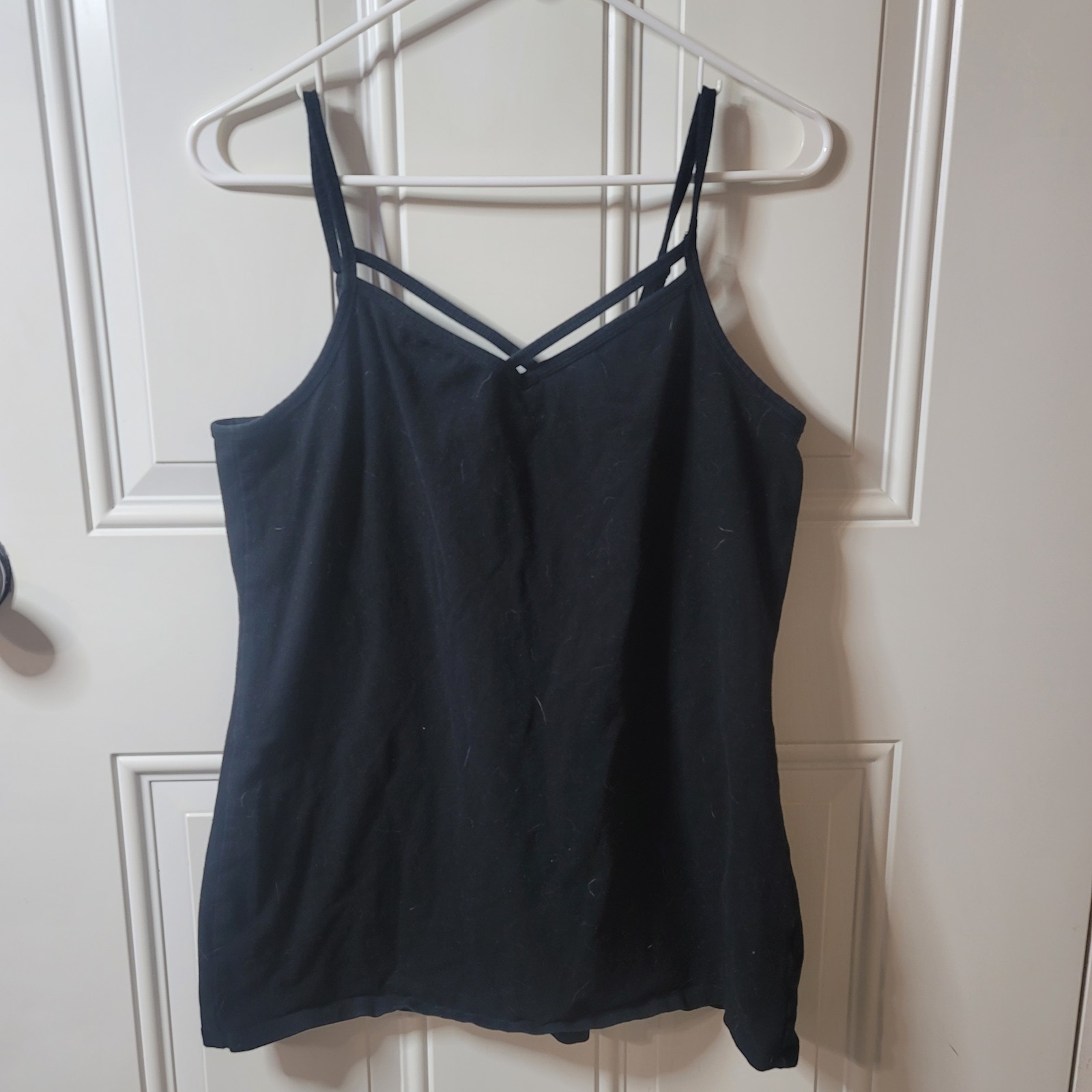 Torrid Black Adjustable Spaghetti Strap Fitted Tank Top Criss Cross Front