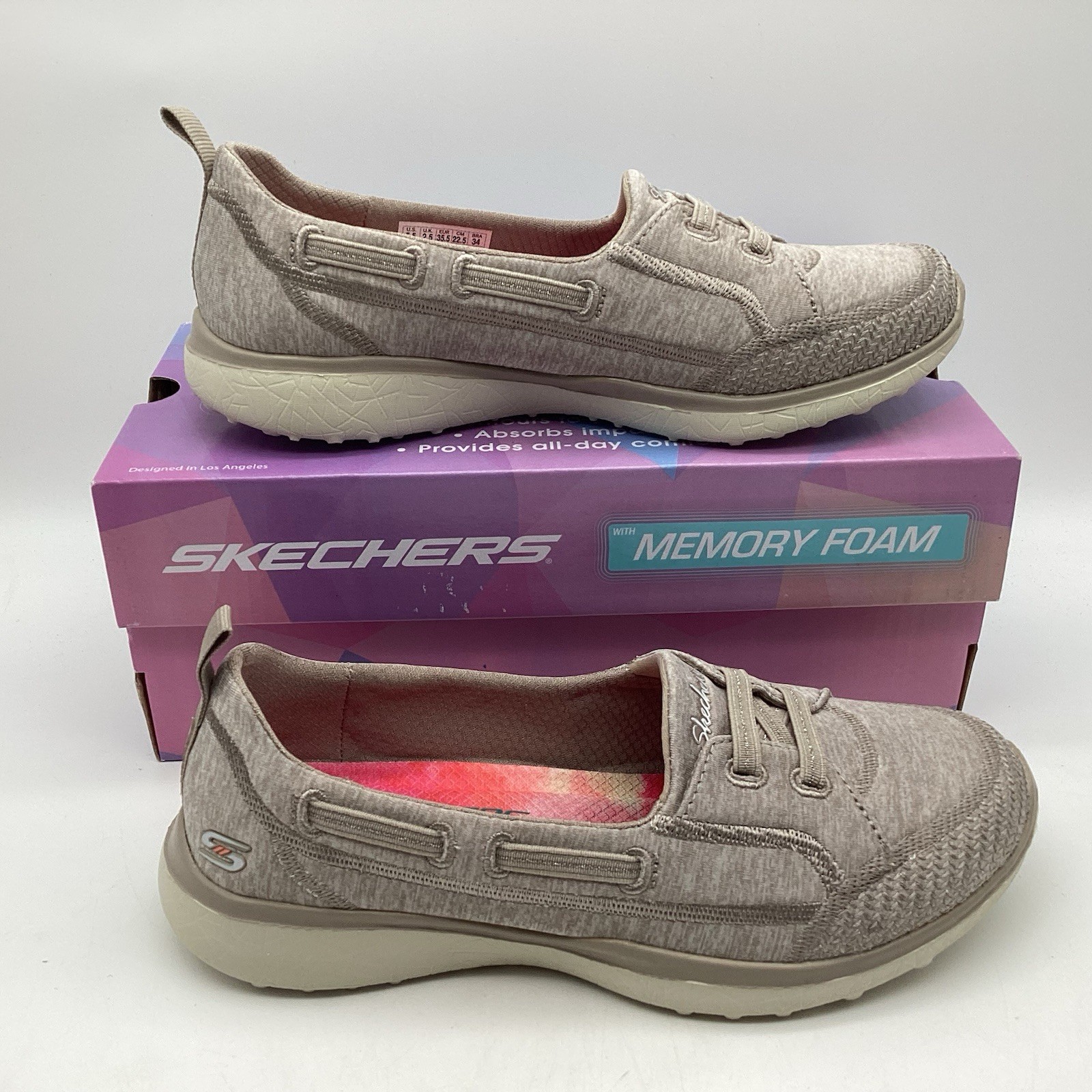 Skechers Memory Foam Women’s 5.5 Microburst Topnotch Taupe 23317 New With Box