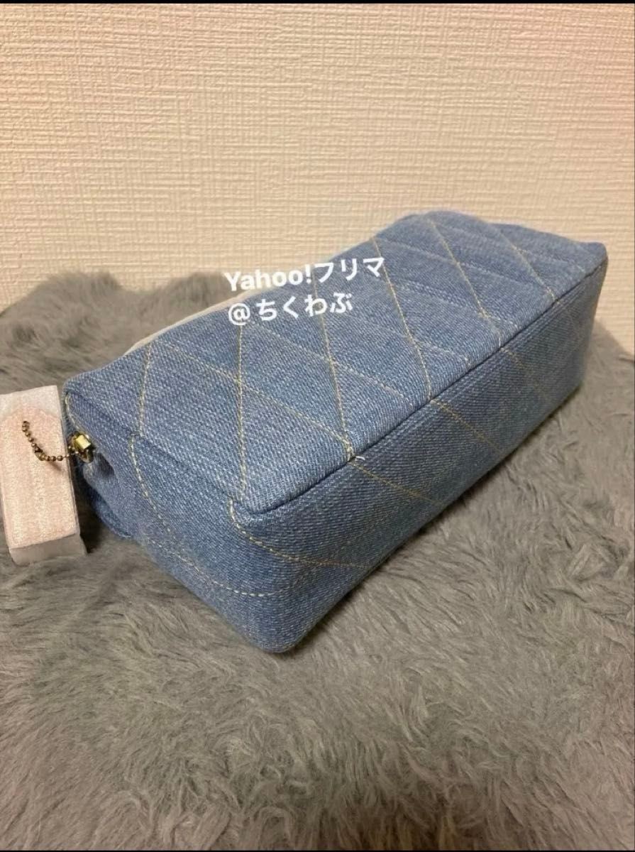 COACH Tabby 26 CR704 Denim Quilted Shoulder Bag Chain Strap Hardware Indigo