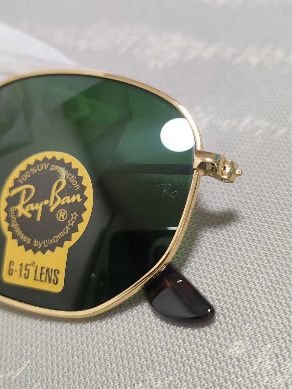 Ray-Ban RB3548N Hexagonal Sunglasses Gold Frame Glass Green Lens 51-21 mm