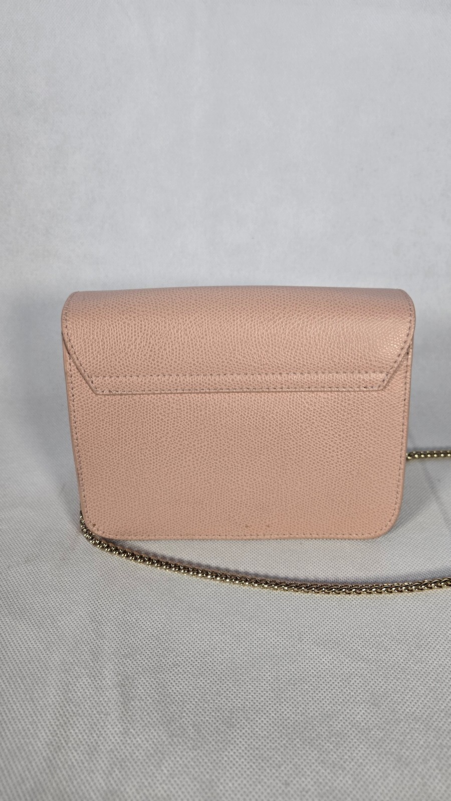 FURLA Metropolis Mini Crossbody Bag Pale Pink Ares Leather Gold Chain Italy