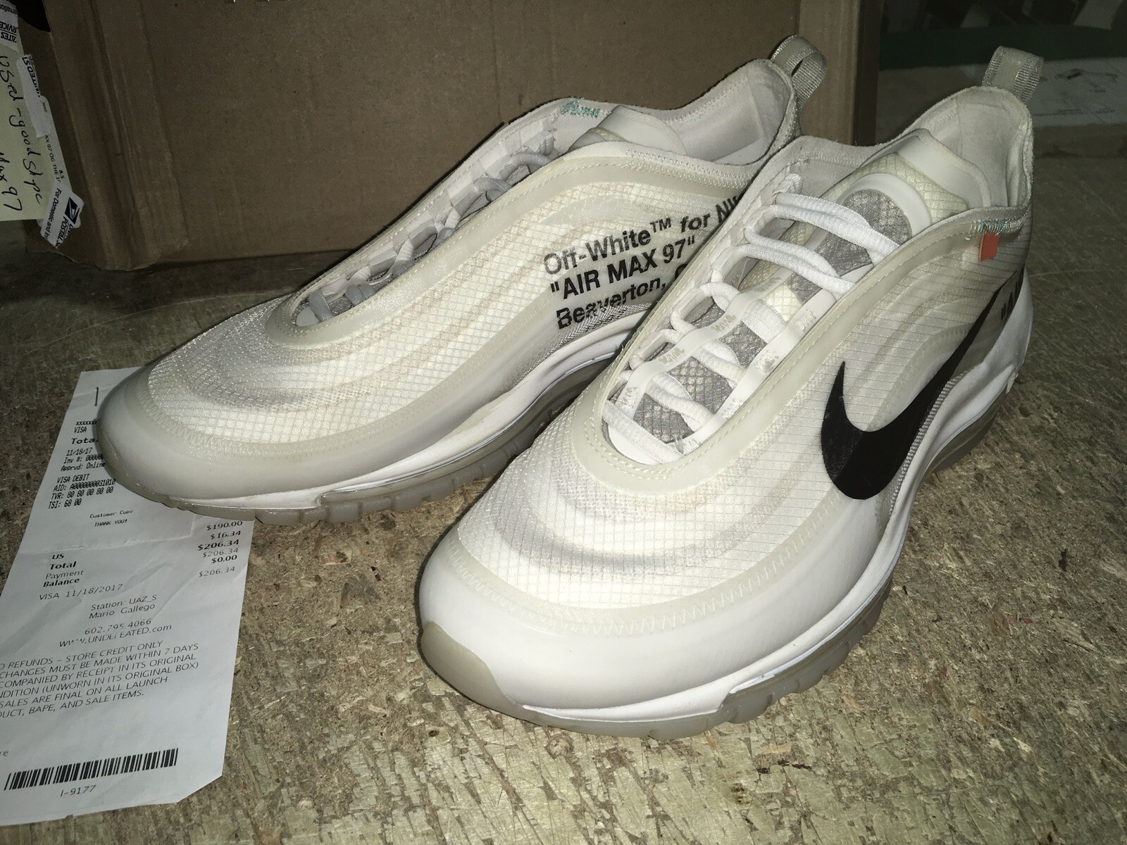 USED MENS THE TEN NIKE AIR MAX 97 OG OFF WHITE 100% AUTHENTIC JA4585 100 SZ 8.5